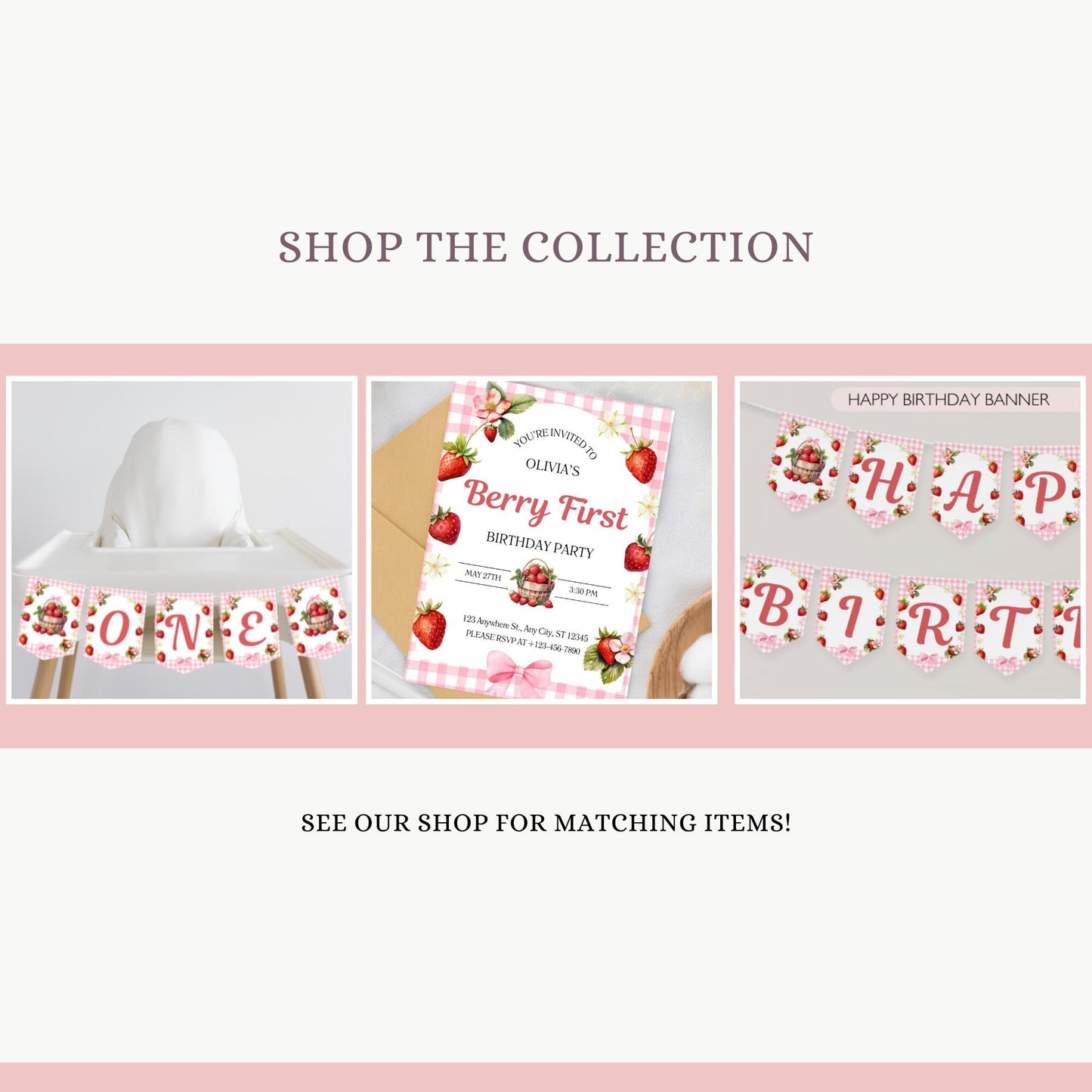 Berry First Birthday Sign Gingham Pink Berry 1st Birthday Welcome Sign Strawberry party farmer's market One Yard Sign 1st birthday girl