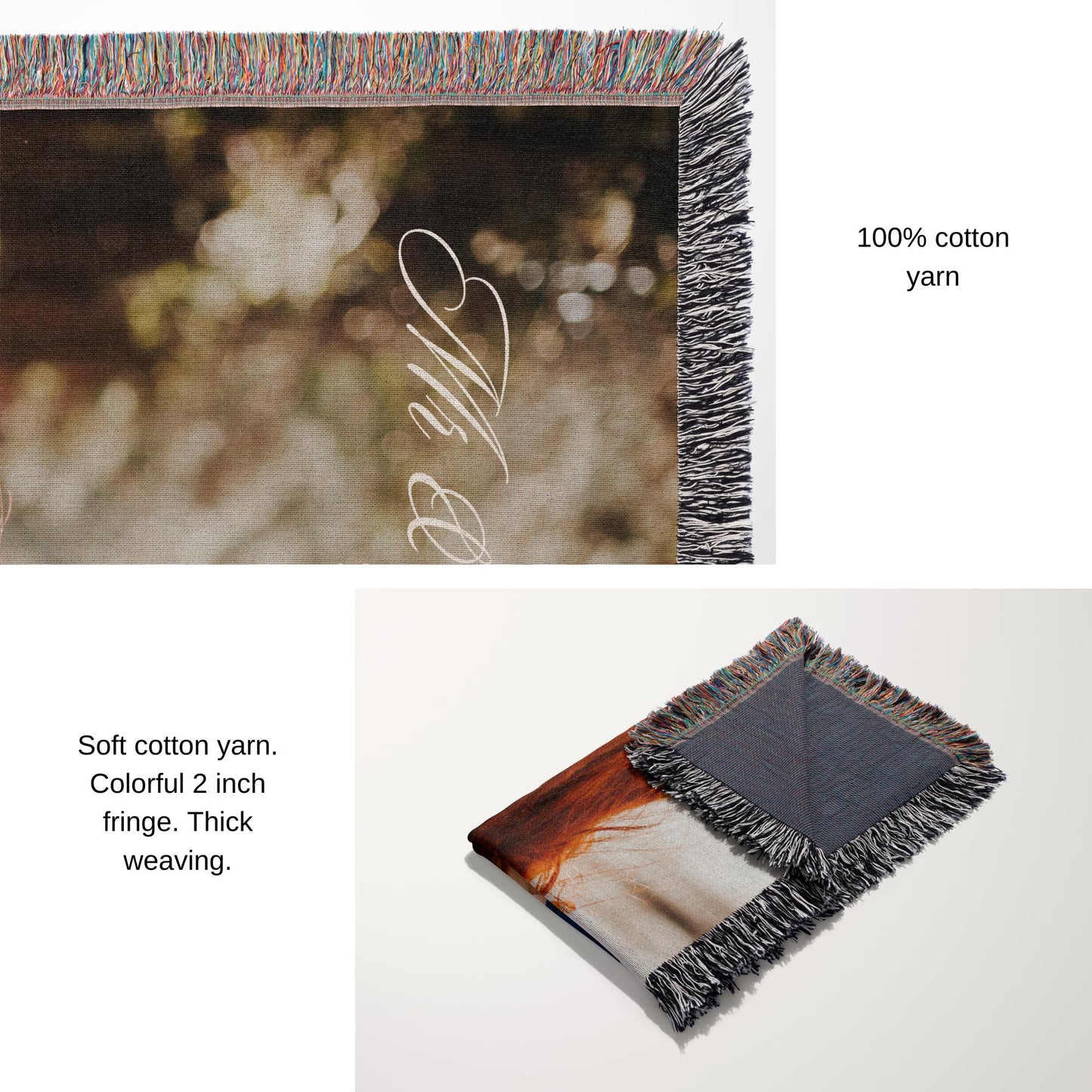 Personalized photo custom tapestry woven cotton throw customized photo blanket gift for newlyweds couples name wedding gift for her