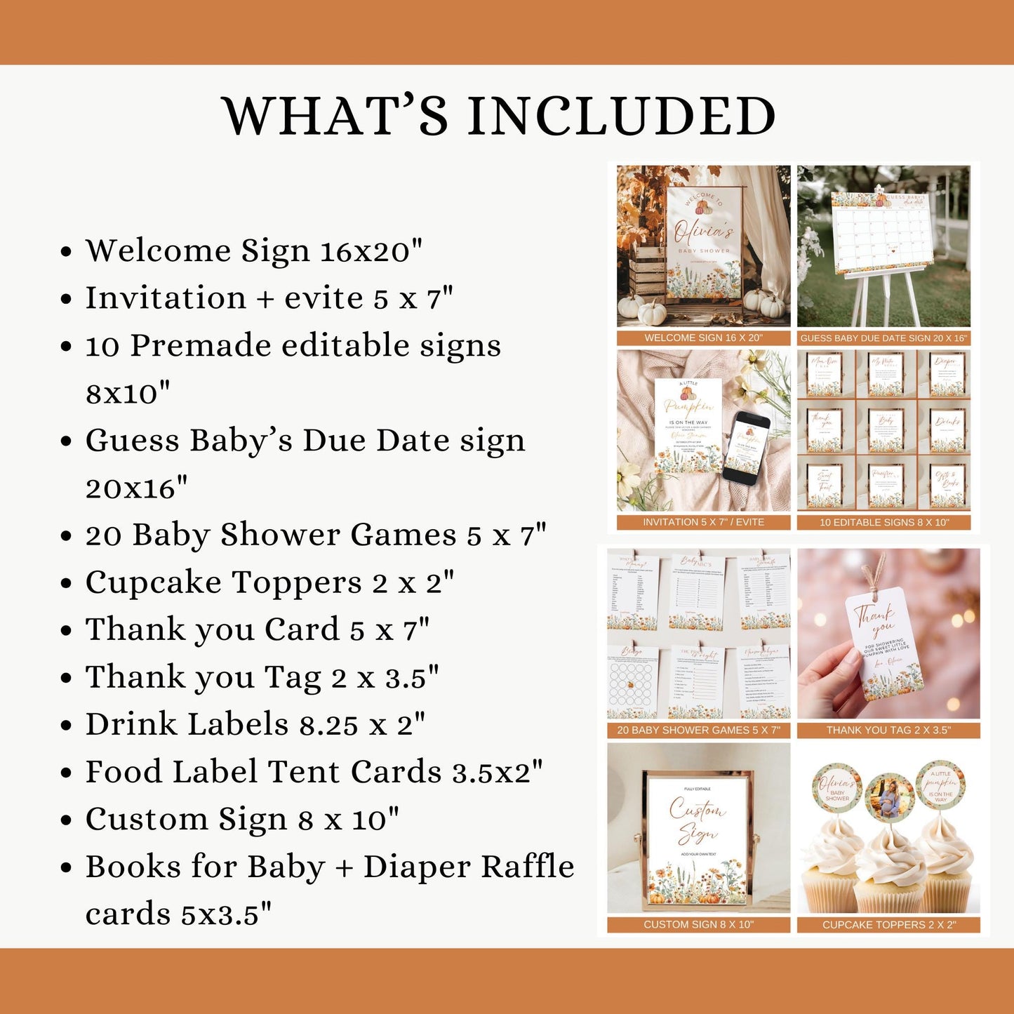 Little Pumpkin Baby Shower Bundle Fall Pumpkin Baby Shower Invitation Autumn Baby shower Pumpkin Baby Shower Decorations Games Template