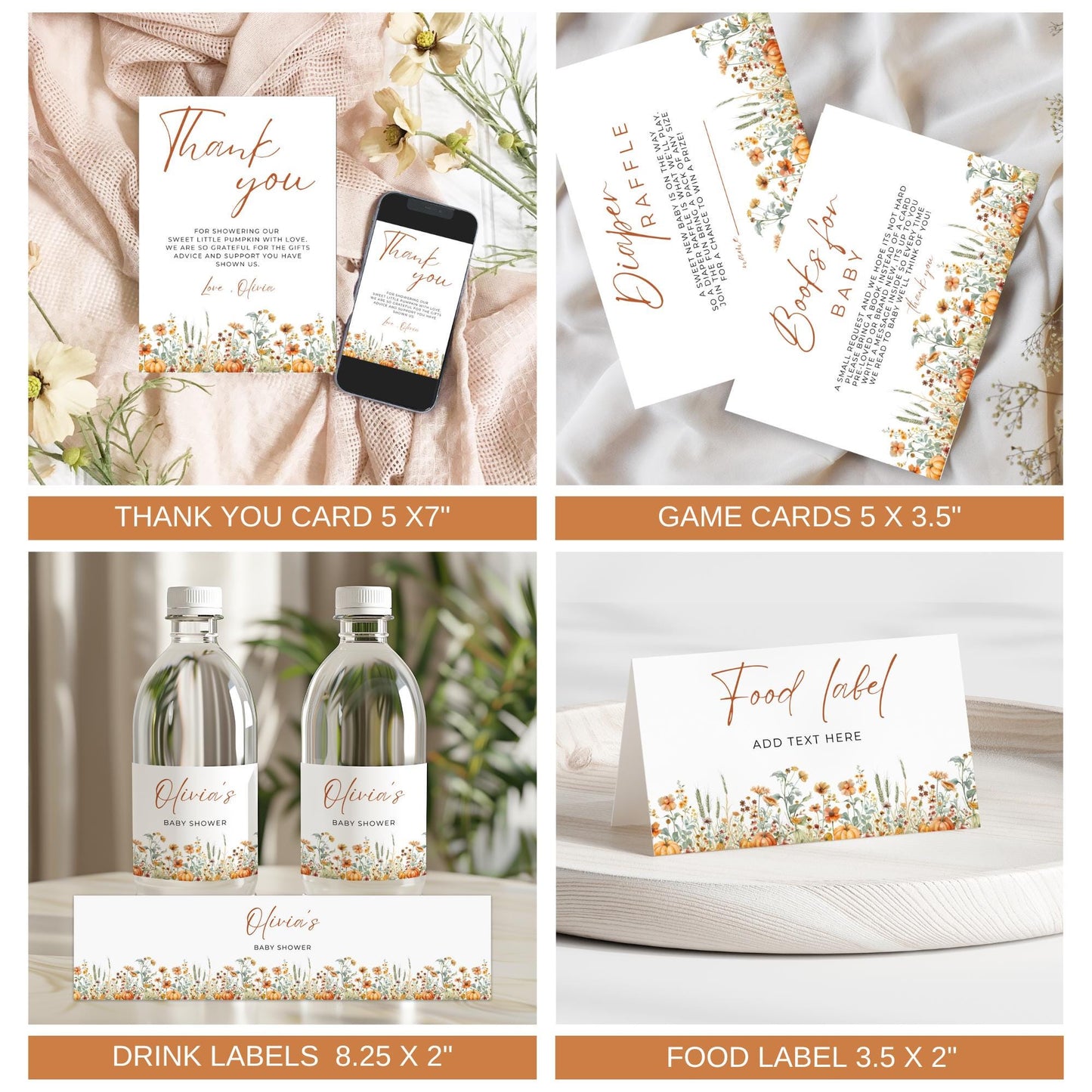 Little Pumpkin Baby Shower Bundle Fall Pumpkin Baby Shower Invitation Autumn Baby shower Pumpkin Baby Shower Decorations Games Template