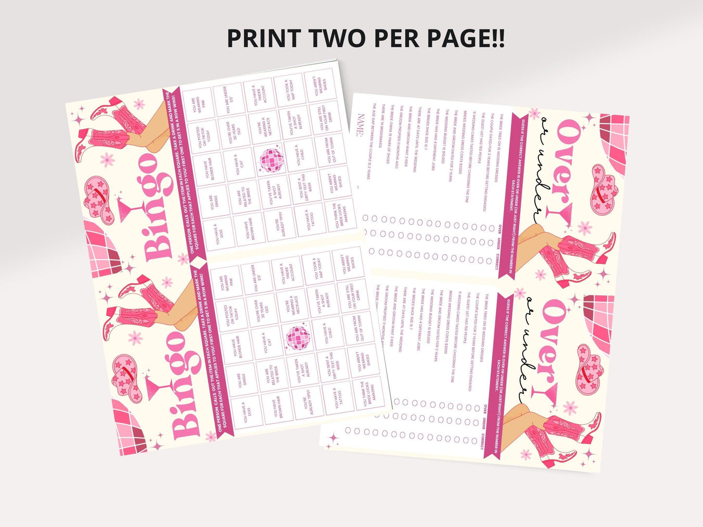 Disco Cowgirl Bach Printable Games Bachelorette Party Games Bundle Bachelorette Weekend Drinking Games Scavenger Hunt Lets go girls