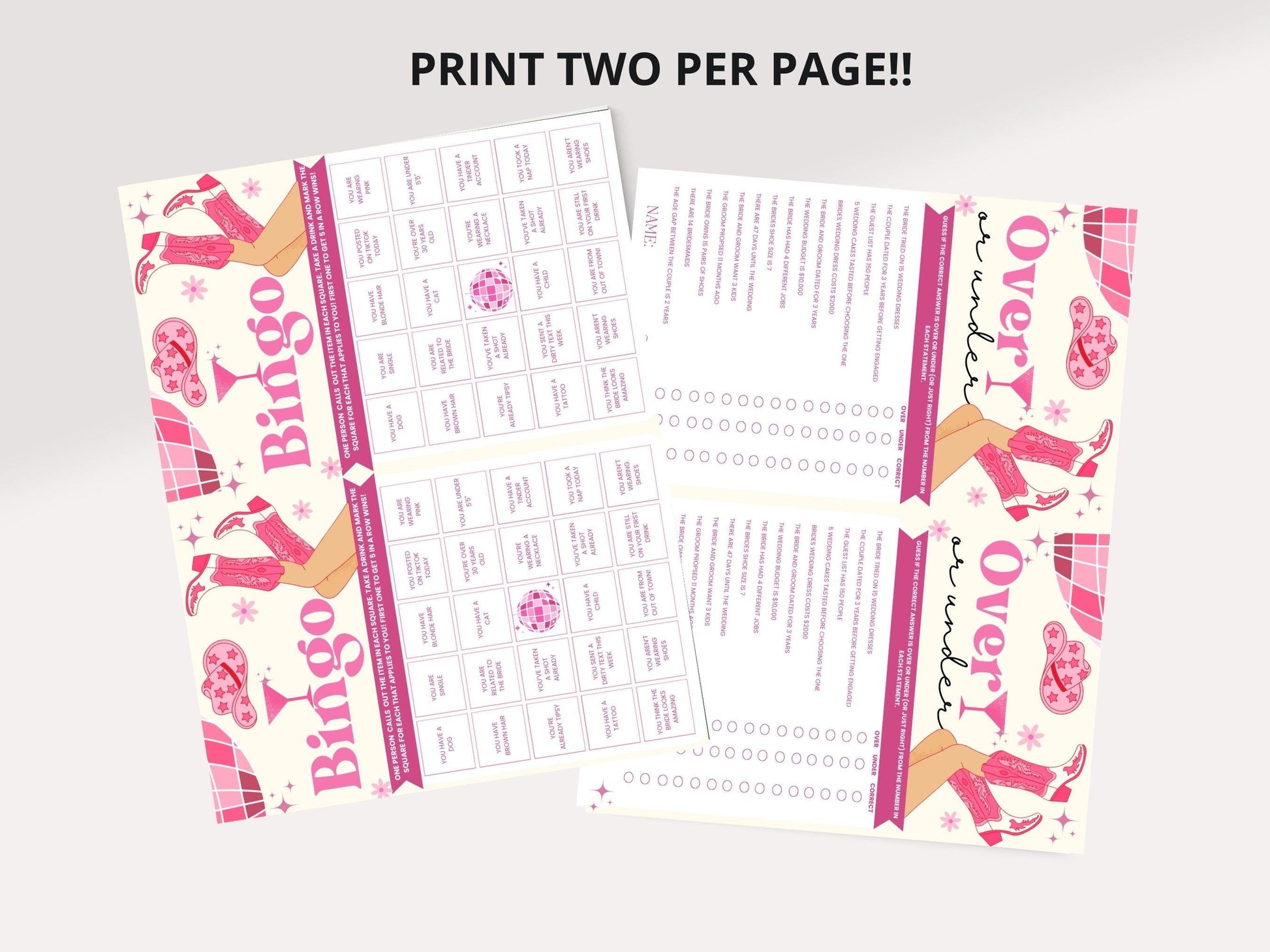 Disco Cowgirl Bach Printable Games Bachelorette Party Games Bundle Bachelorette Weekend Drinking Games Scavenger Hunt Lets go girls