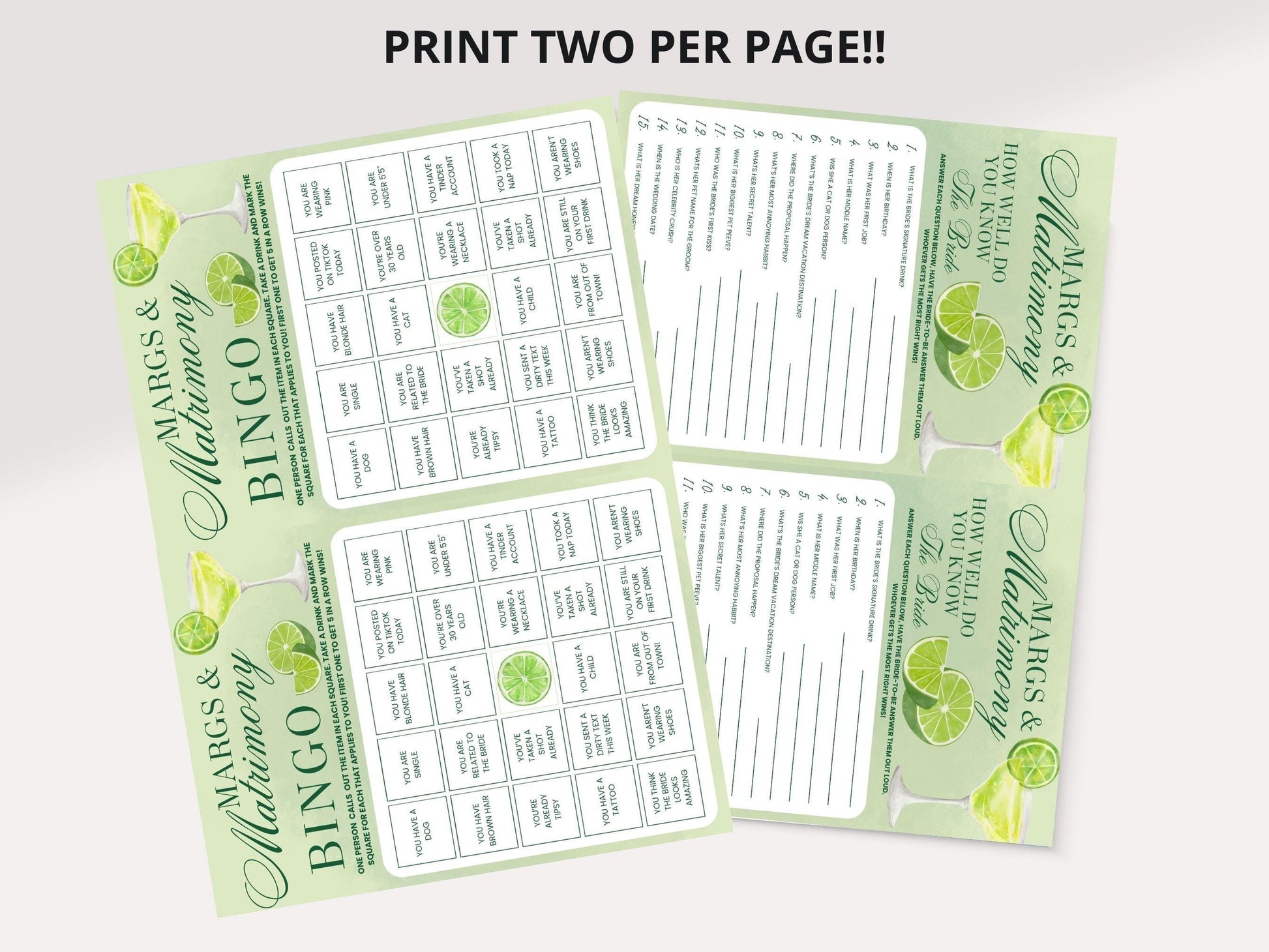 Margs and matrimony Bachelorette Party Games final Fiesta Printable Bridal Party Drinking Games Margarita bach Mexico Bachelorette Tequila