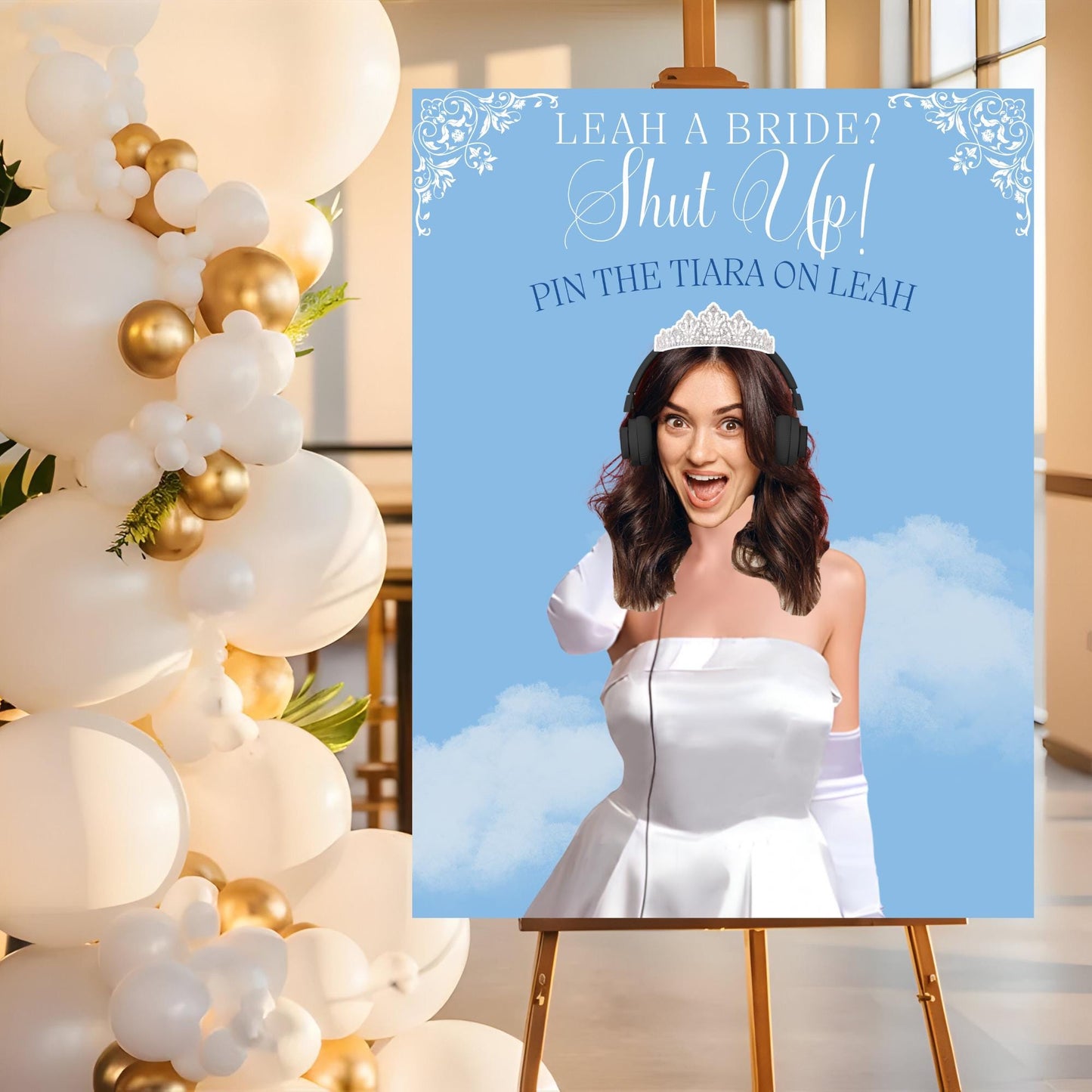 Me? A Bride? Shut Up! Banner Princess Themed Bachelorette Party Supplies Diaries Decor Princess Bridal shower Games Bride Face decor Hen