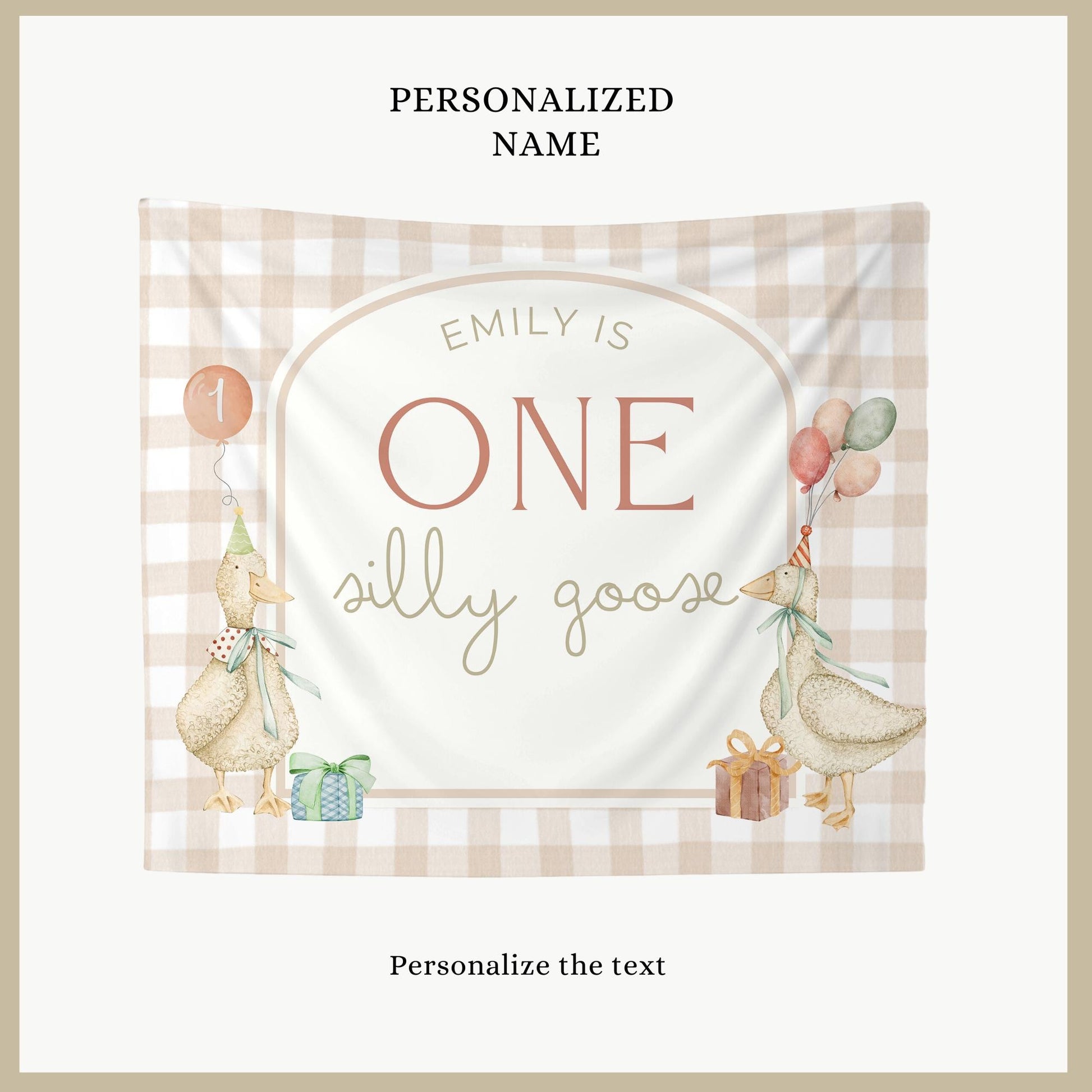 One Silly Goose Gender Neutral First Birthday Bundle, Silly Goose 1st Birthday Suite Natural Retro Theme Party Decor