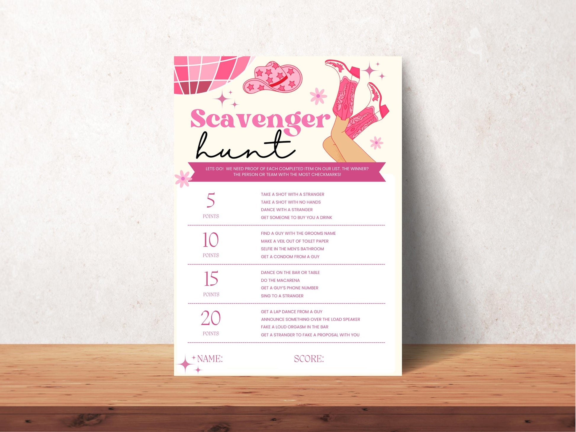 Disco Cowgirl Bach Printable Games Bachelorette Party Games Bundle Bachelorette Weekend Drinking Games Scavenger Hunt Lets go girls