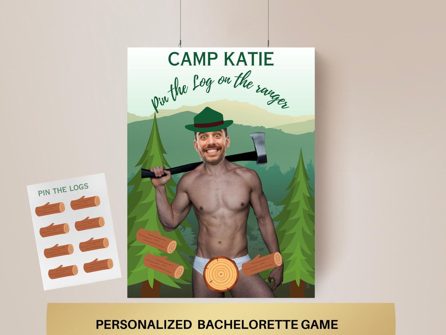 Camp Bachelorette Party Game Template Last trail before the veil personalized decor sign Camp Bach Editable Games Groom Face Decor Mountain