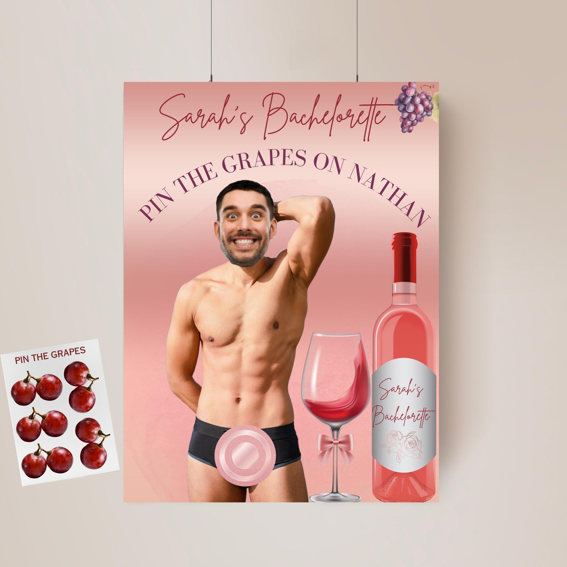 Vino Before Vows Bachelorette Party Game Template Same Pinot Forever personalized decor sign Wine Bach Editable Game Groom Face Decor Napa