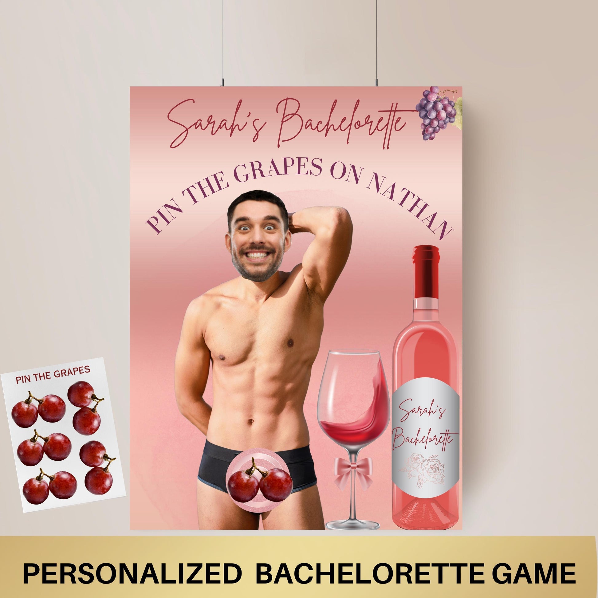 Vino Before Vows Bachelorette Party Game Template Same Pinot Forever personalized decor sign Wine Bach Editable Game Groom Face Decor Napa