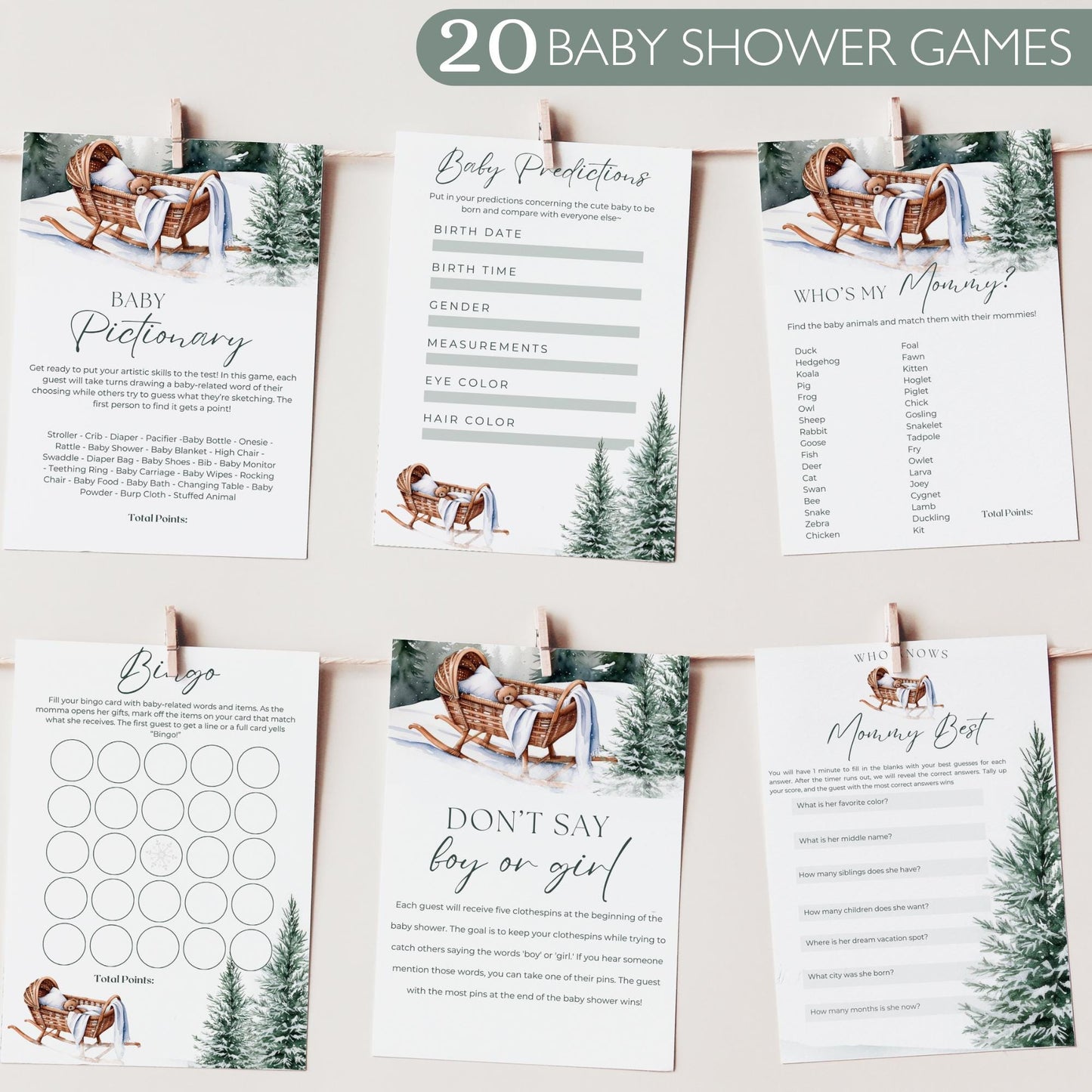 Winter Baby Shower Games Bundle Editable Templates Winter Wonderland Baby Shower Game Bundle Christmas Teddy Bear Baby Shower Gender Neutra