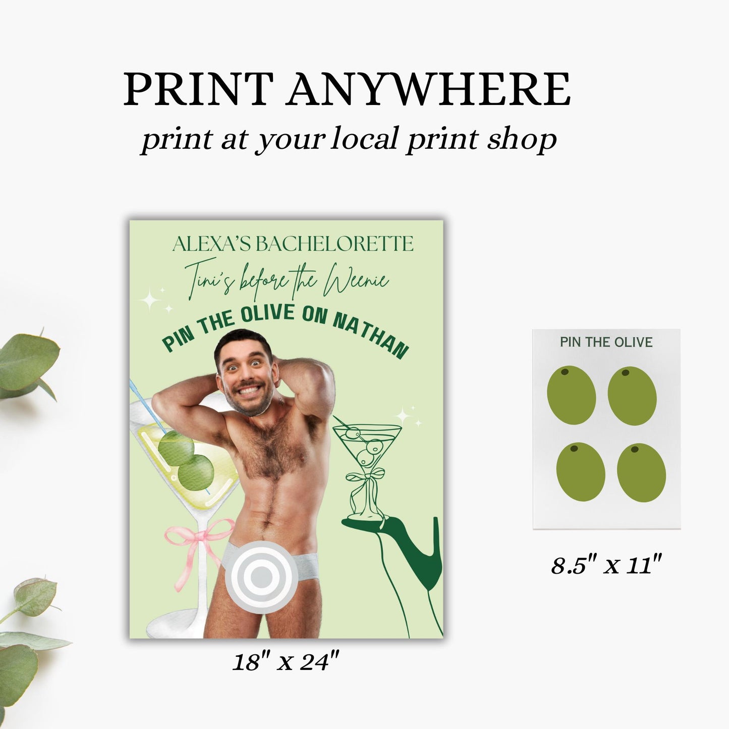 Martini Bachelorette Party Game Template bikini and tinis personalized decor sign Martini Bach Editable Game Groom Face Decor Tini bit older