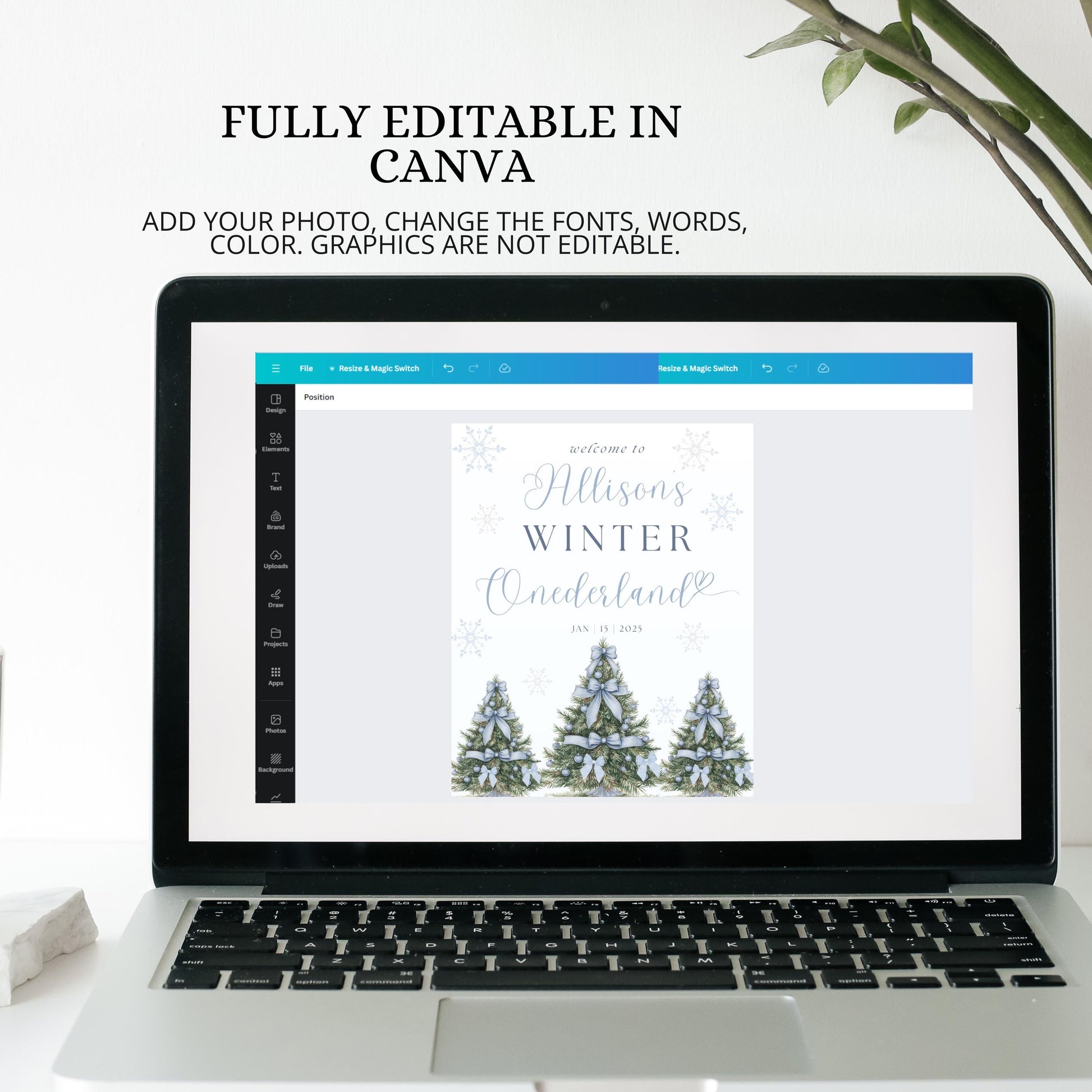 Personalised Blue Winter ONEderland Welcome Sign - Customizable Birthday Sign - Winter Wonderland Decor