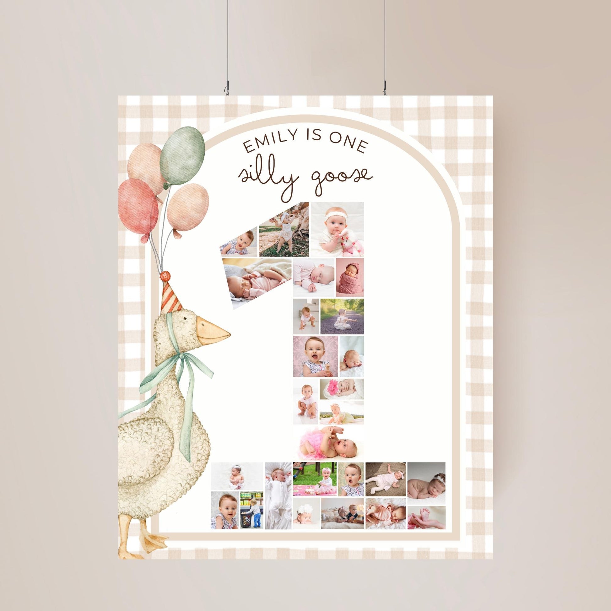 One Silly Goose Birthday Invitation, Silly Goose Themed Birthday Invite, First Birthday Invite Template Instant Download