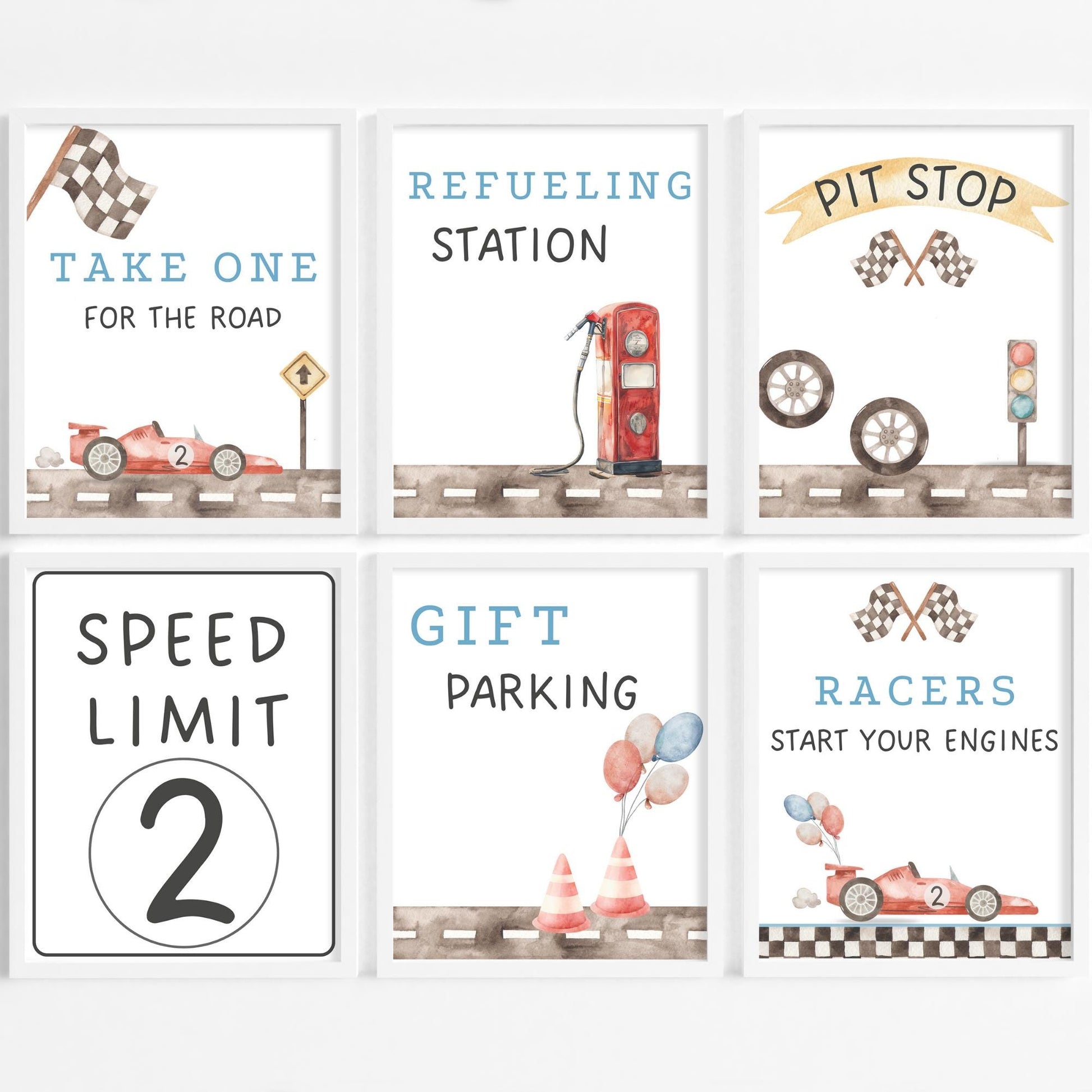Editable Racing Party Signs Bundle Two Fast Birthday Table Decor Blue Race Car 2nd Birthday Printable Food Drink Sign Favor Gifts Sign Boy