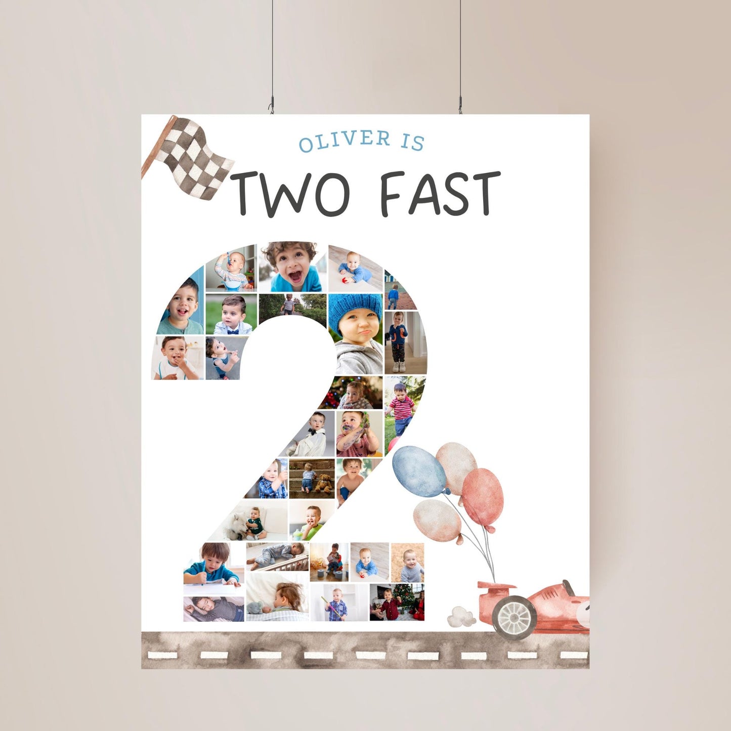 Two Fast Birthday Personalized Banner 2nd Birthday Racecar Party Decor Photo Backdrop Racing Custom Banner Two Fast Two Curious Wall Decor
