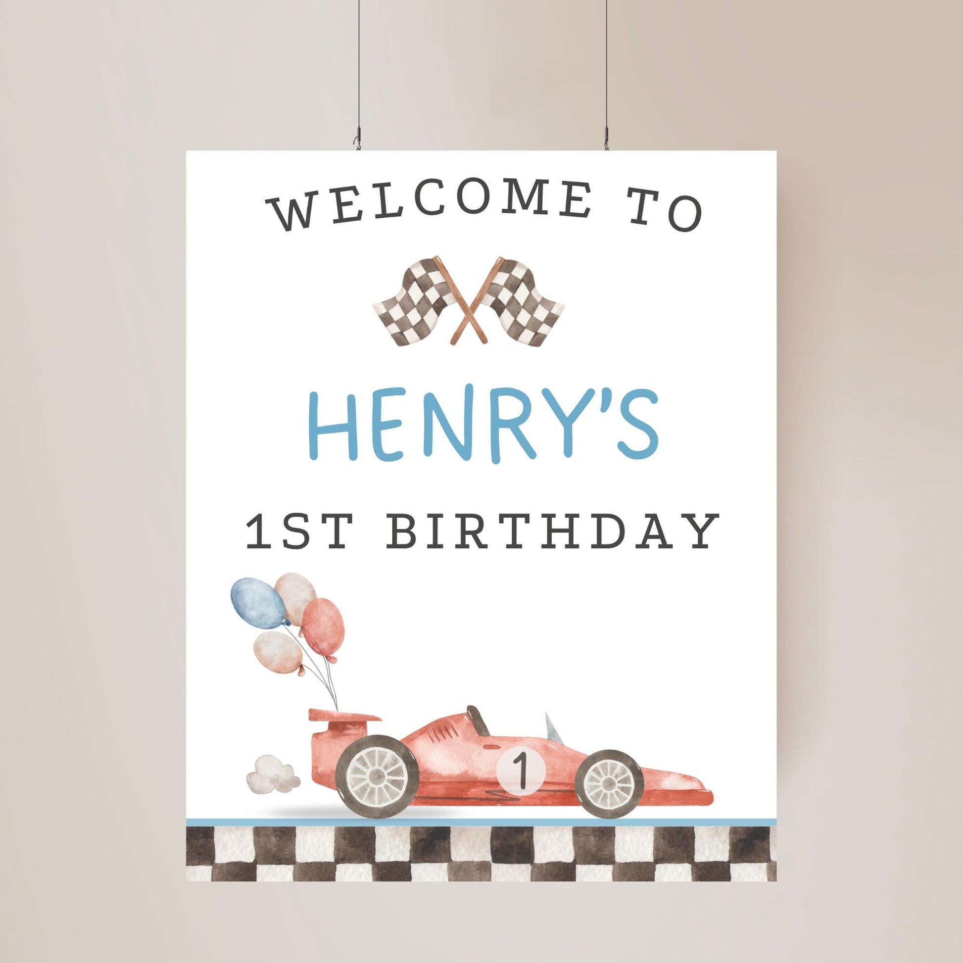Fast One Birthday Personalized Banner 1st Birthday Racecar Party Decor Photo Backdrop Racing Custom Banner first lap down Wall Decor