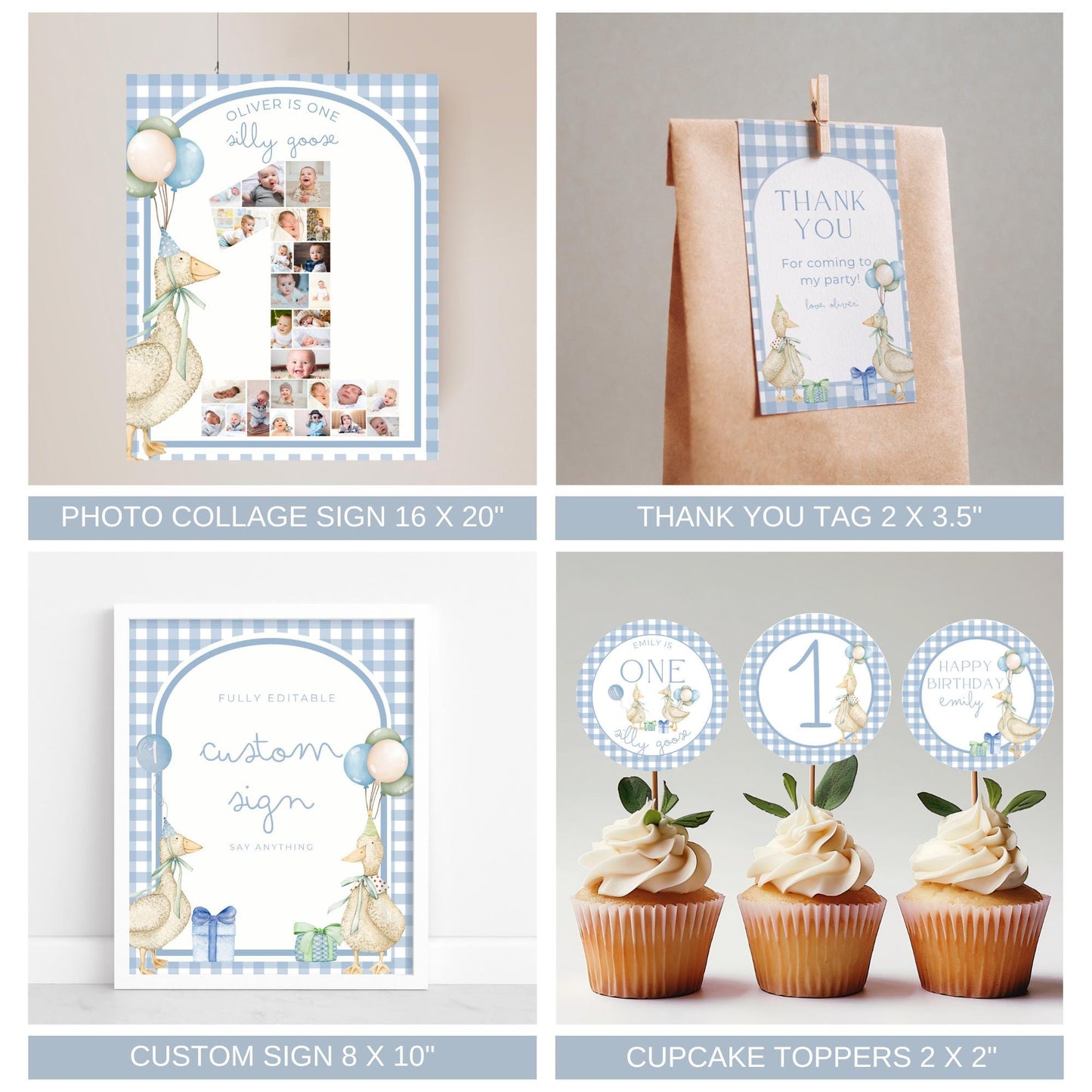 One Silly Goose Birthday Invite Goose First Birthday Party Decor One Silly Goose 1st Birthday Bundle Goose Theme Party Goose Birthday Decor