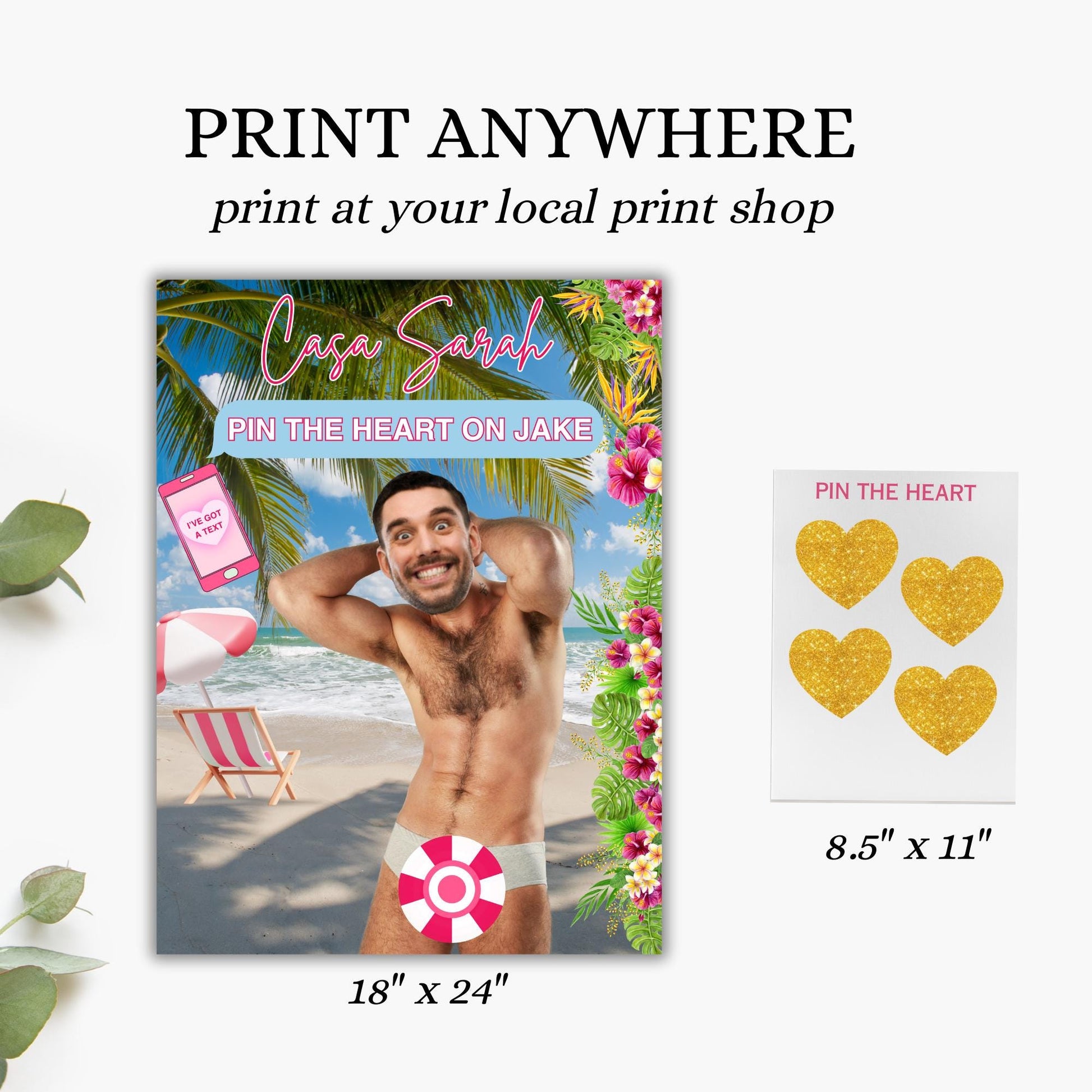 Island of Love  Bachelorette Game Personalized Groom Face Printable Poster Beach Bachelorette Party Decor Bombshell Bride Theme Hen Do