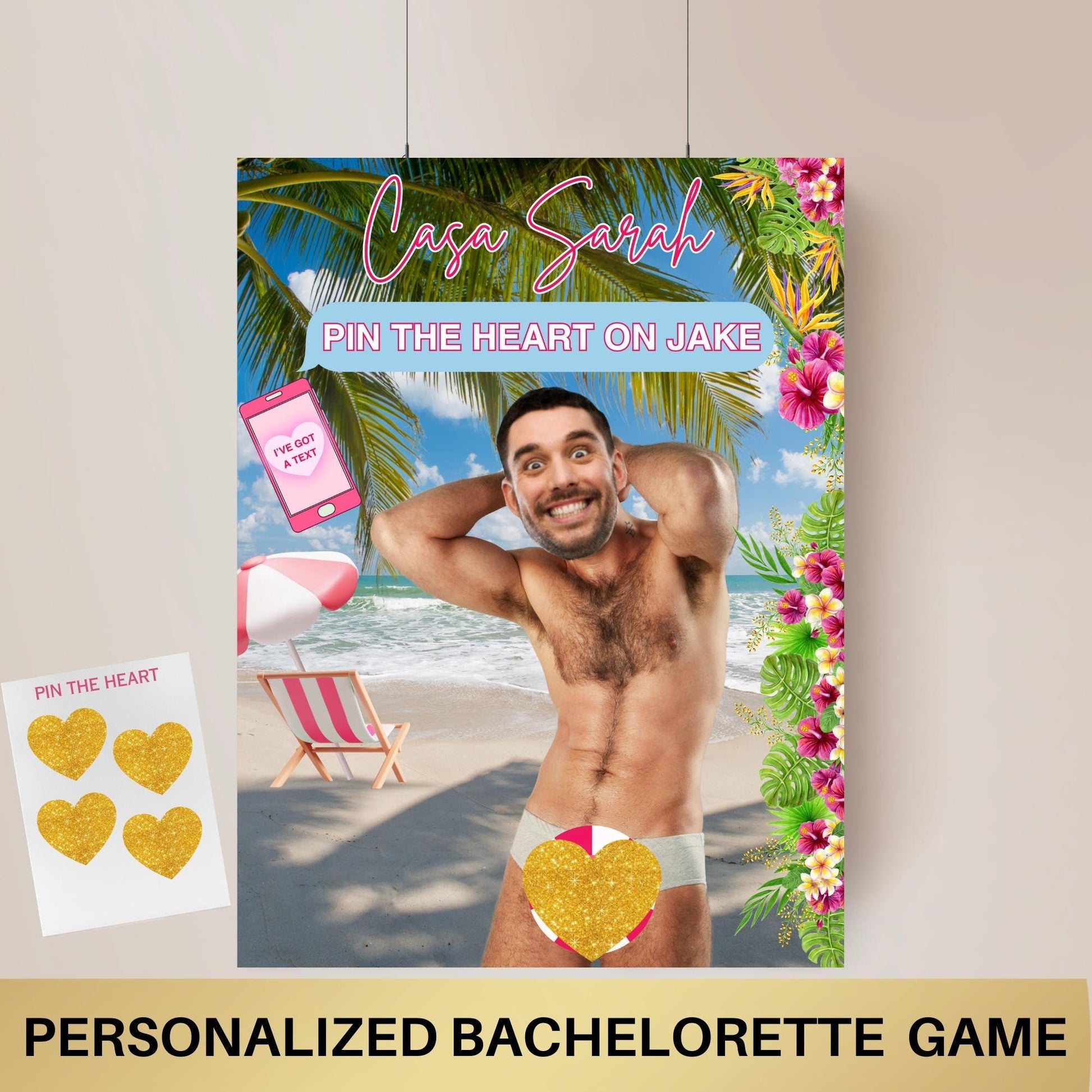Island of Love  Bachelorette Game Personalized Groom Face Printable Poster Beach Bachelorette Party Decor Bombshell Bride Theme Hen Do