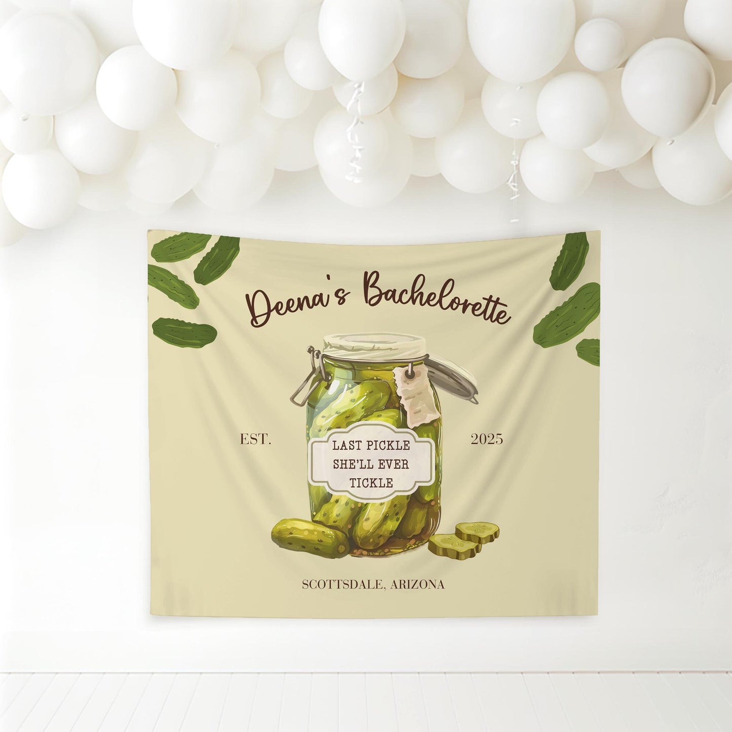 Pickle theme bachelorette Party Custom Banner Last Pickle She'll ever Tickle personalized decor sign Pickle Decorations Pickle Ball Bach
