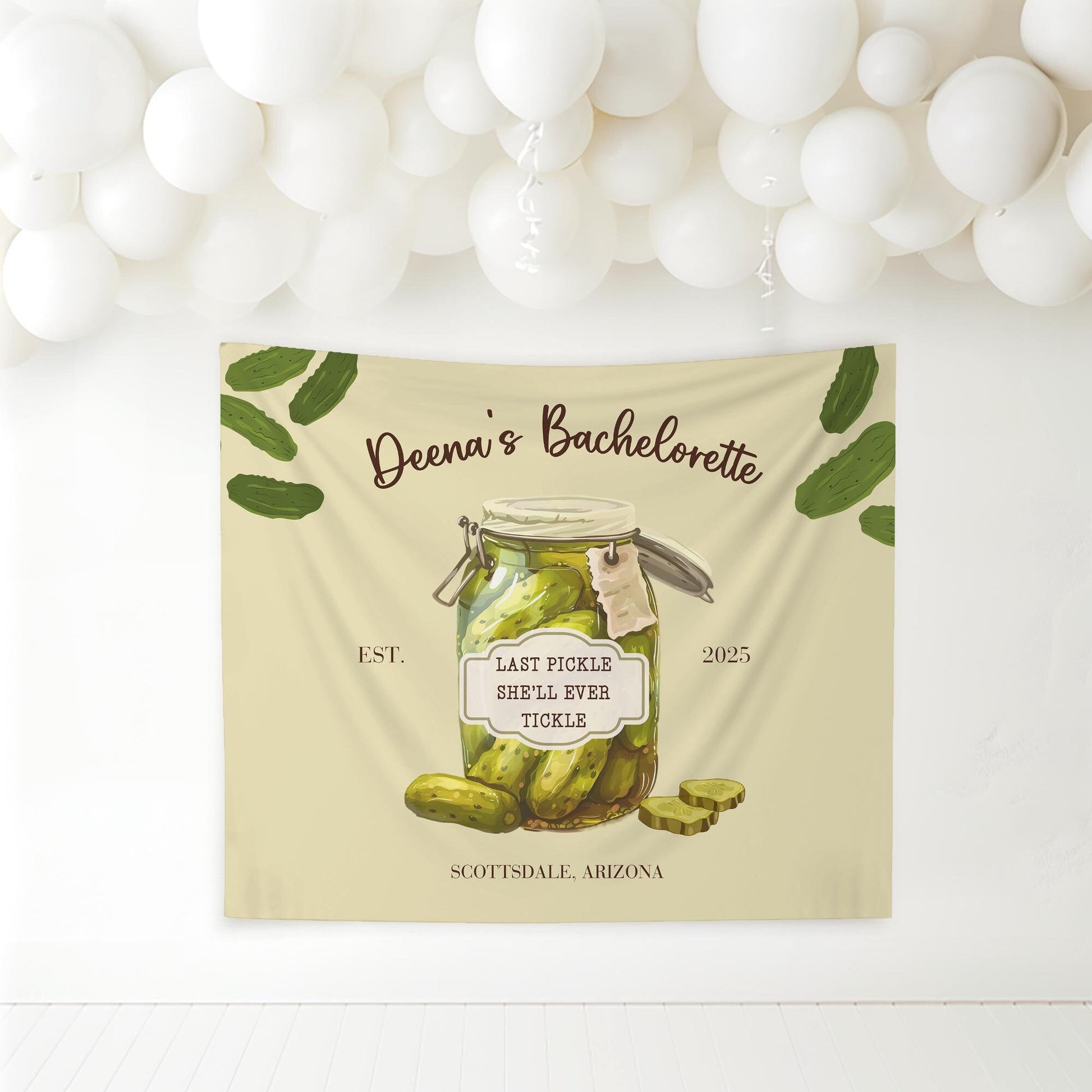 Pickle theme bachelorette Party Custom Banner Last Pickle She'll ever Tickle personalized decor sign Pickle Decorations Pickle Ball Bach