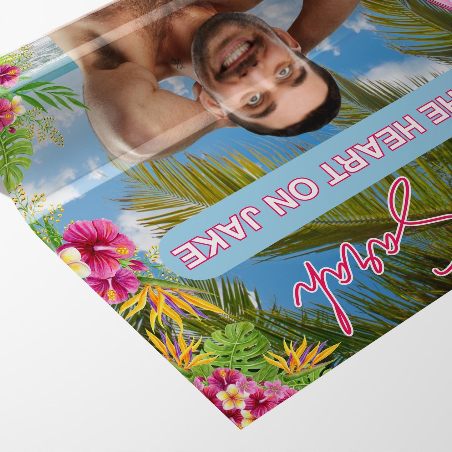 Island of Love  Bachelorette Game Personalized Groom Face Printable Poster Beach Bachelorette Party Decor Bombshell Bride Theme Hen Do