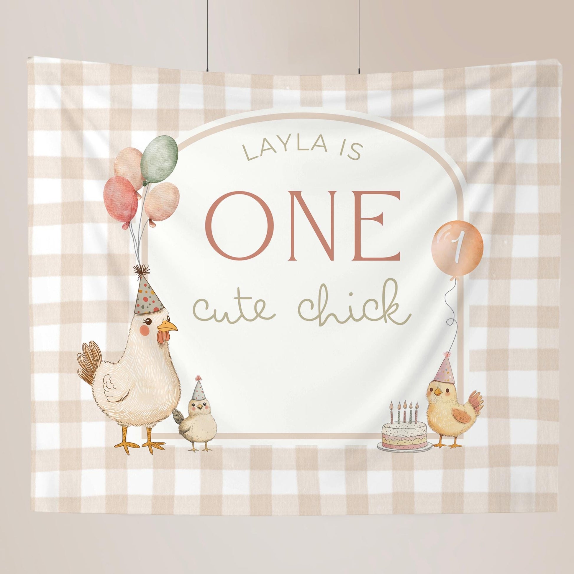 One Cute Chick Birthday Personalized Banner 1st Birthday This Chick is One Party Decor Photo Backdrop Chicken Custom Banner First Birthday