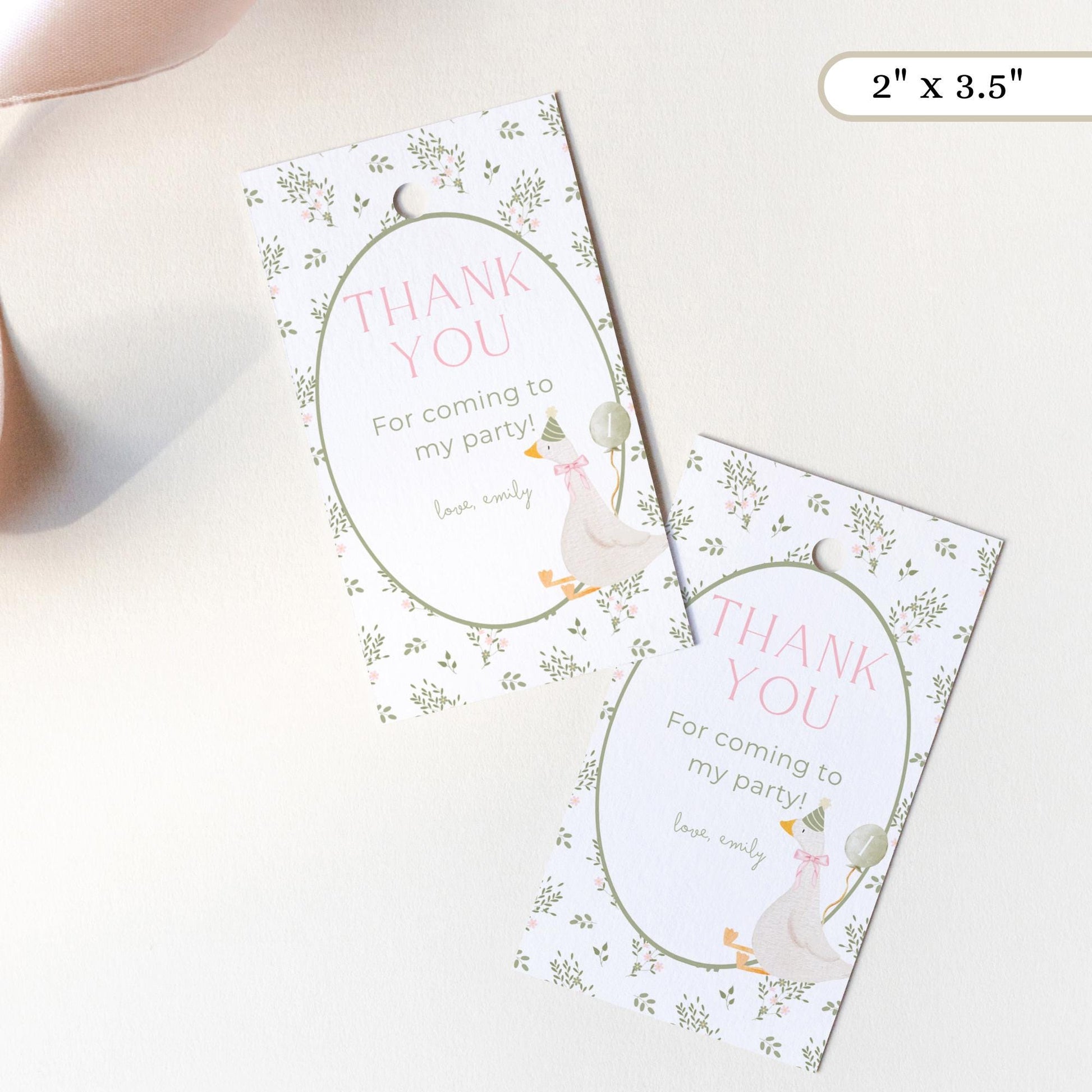 One Silly Goose Birthday Favor Thank You Tag Template Download Goose Theme First Birthday Party Printable Favor Gift Tag 1st Birthday