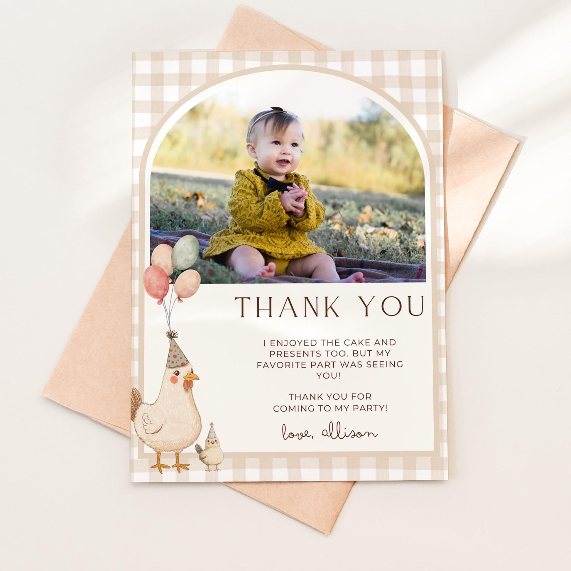 One Cute Chick Birthday Thank you Card 1st Birthday Chicken themed First Birthday Favor Tags Editable Template This Chick is One party