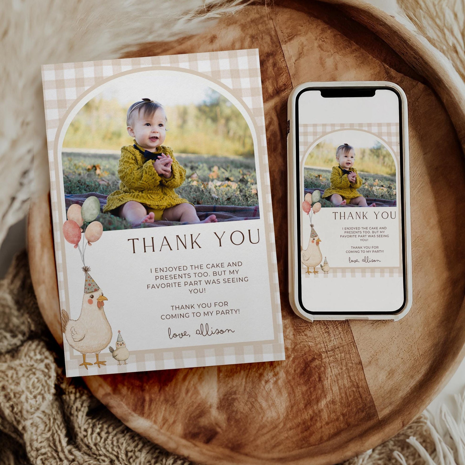 One Cute Chick Birthday Thank you Card 1st Birthday Chicken themed First Birthday Favor Tags Editable Template This Chick is One party