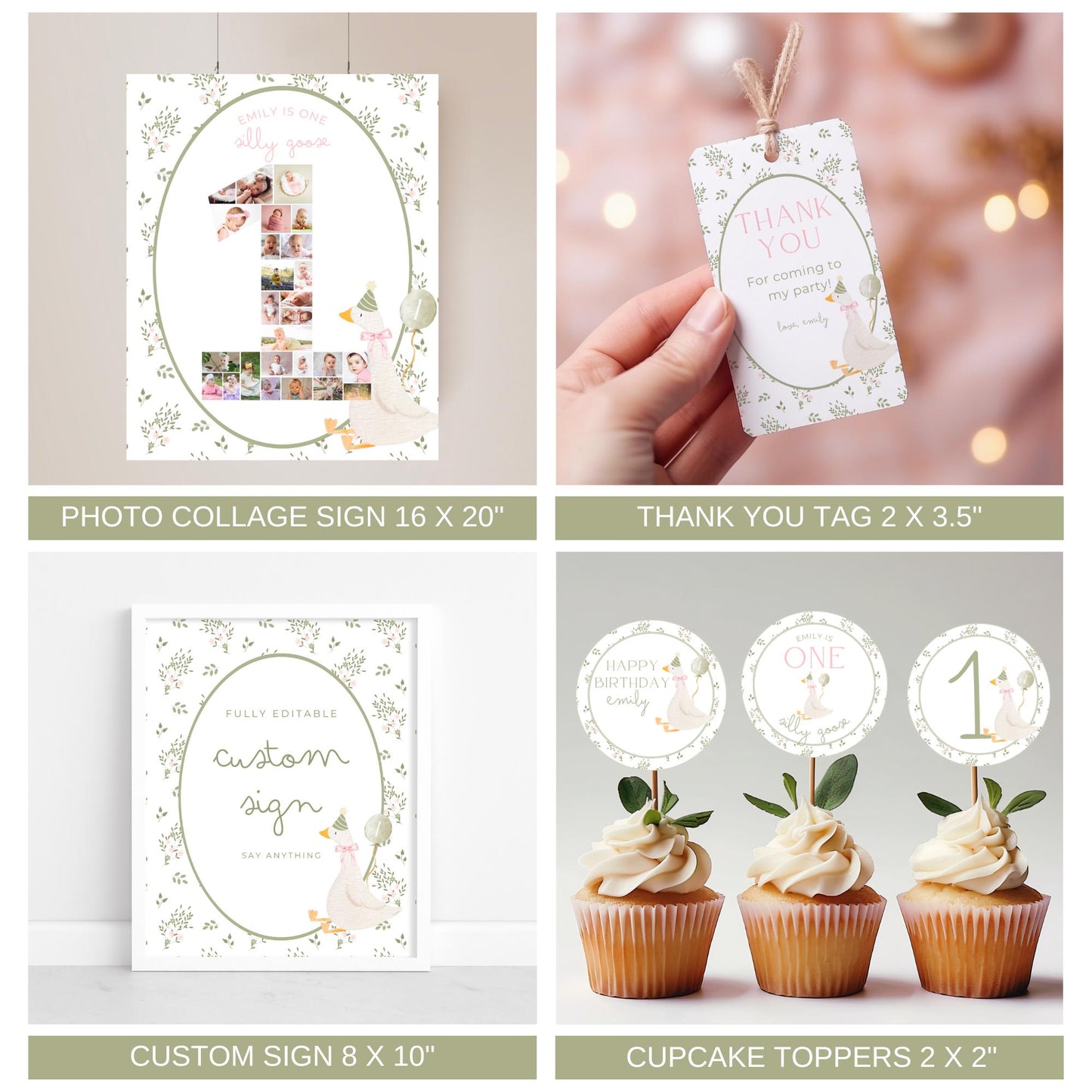 One Silly Goose Birthday Invite Goose First Birthday Party Decor One Silly Goose 1st Birthday Bundle Goose Theme Party Goose Birthday Decor