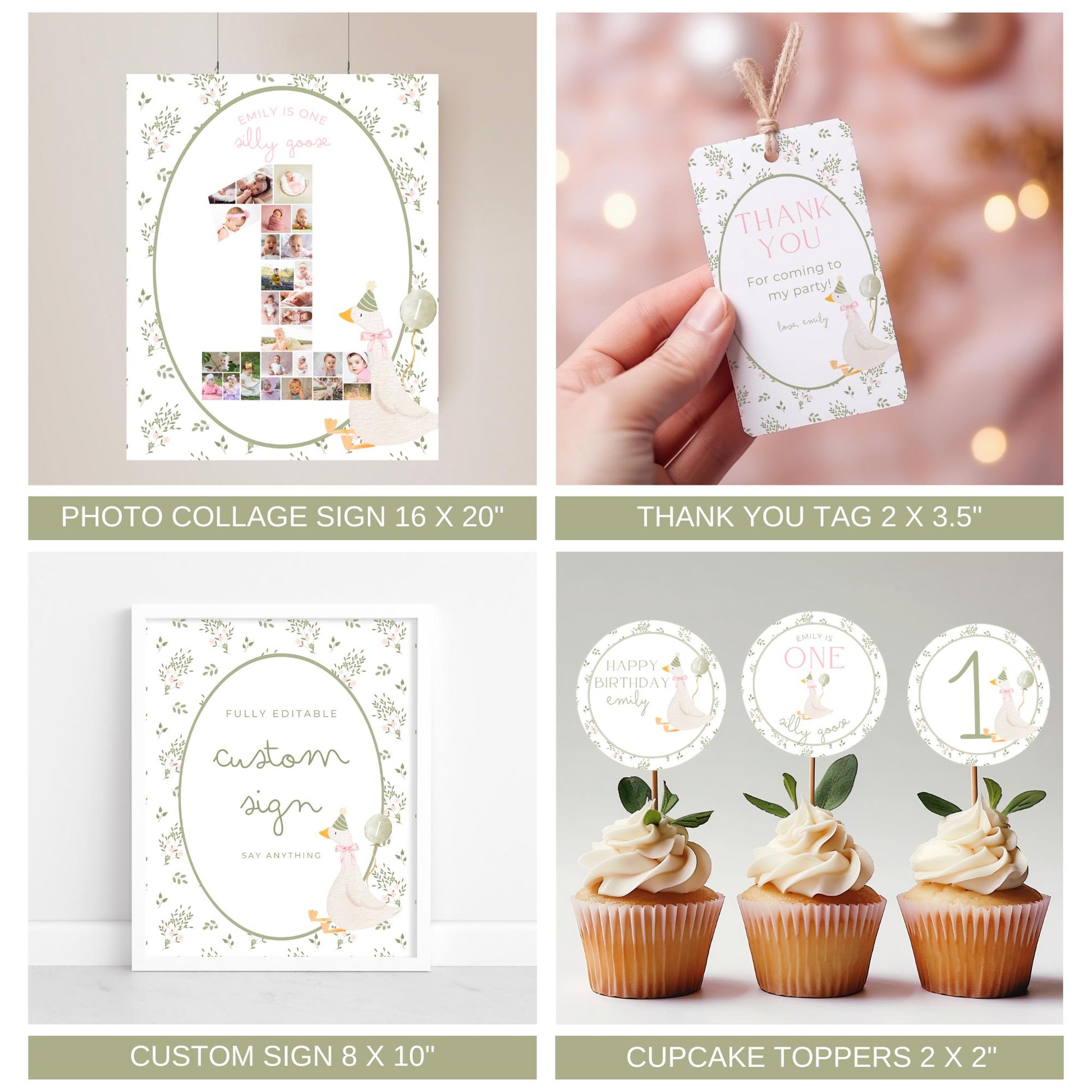 One Silly Goose Birthday Invite Goose First Birthday Party Decor One Silly Goose 1st Birthday Bundle Goose Theme Party Goose Birthday Decor