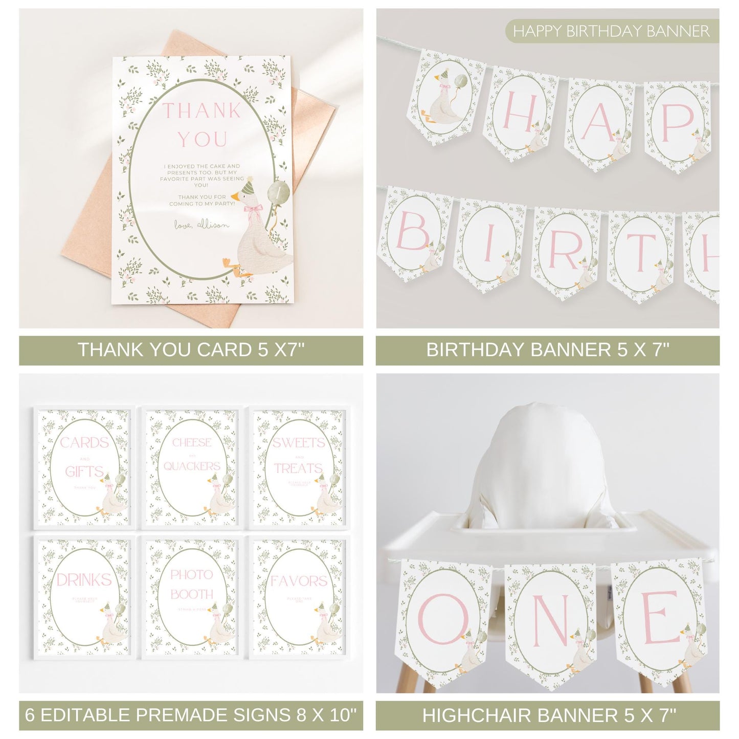 One Silly Goose Birthday Invite Goose First Birthday Party Decor One Silly Goose 1st Birthday Bundle Goose Theme Party Goose Birthday Decor