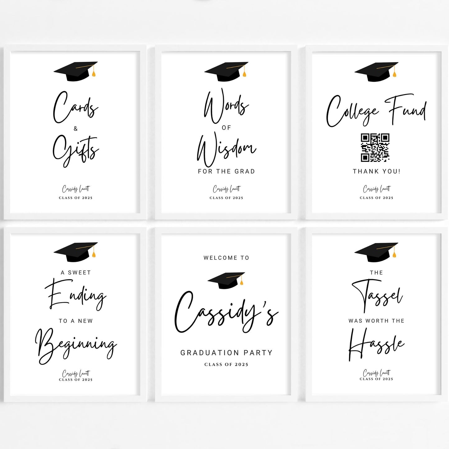 Graduation Sign Bundle, Customizable Grad Party Templates, Editable Modern Signs, Instant Download for Graduation Celebrations, Unique Decor Options