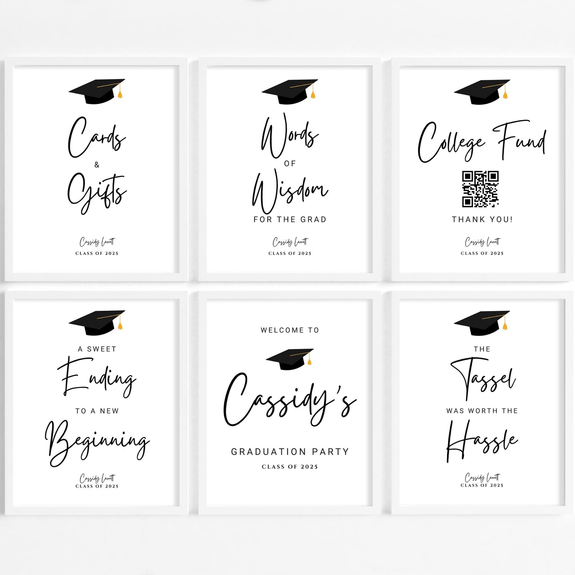 Graduation Sign Bundle, Customizable Grad Party Templates, Editable Modern Signs, Instant Download for Graduation Celebrations, Unique Decor Options
