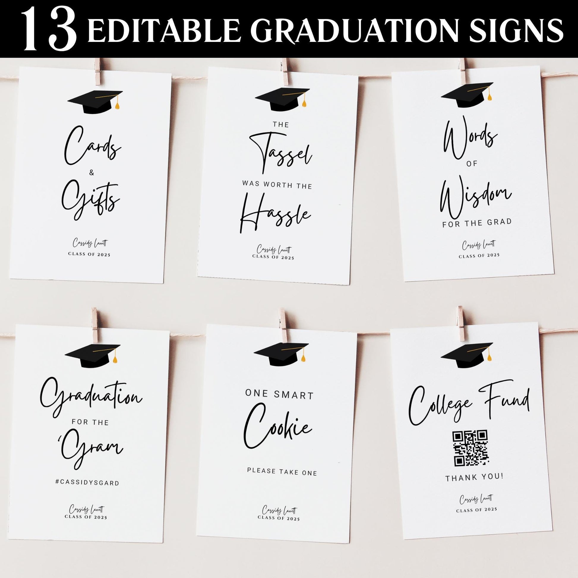 Graduation Sign Bundle, Editable Grad Party Decor, Modern Minimalist Signs, Custom Templates for Graduation Celebrations, Instant Download Available