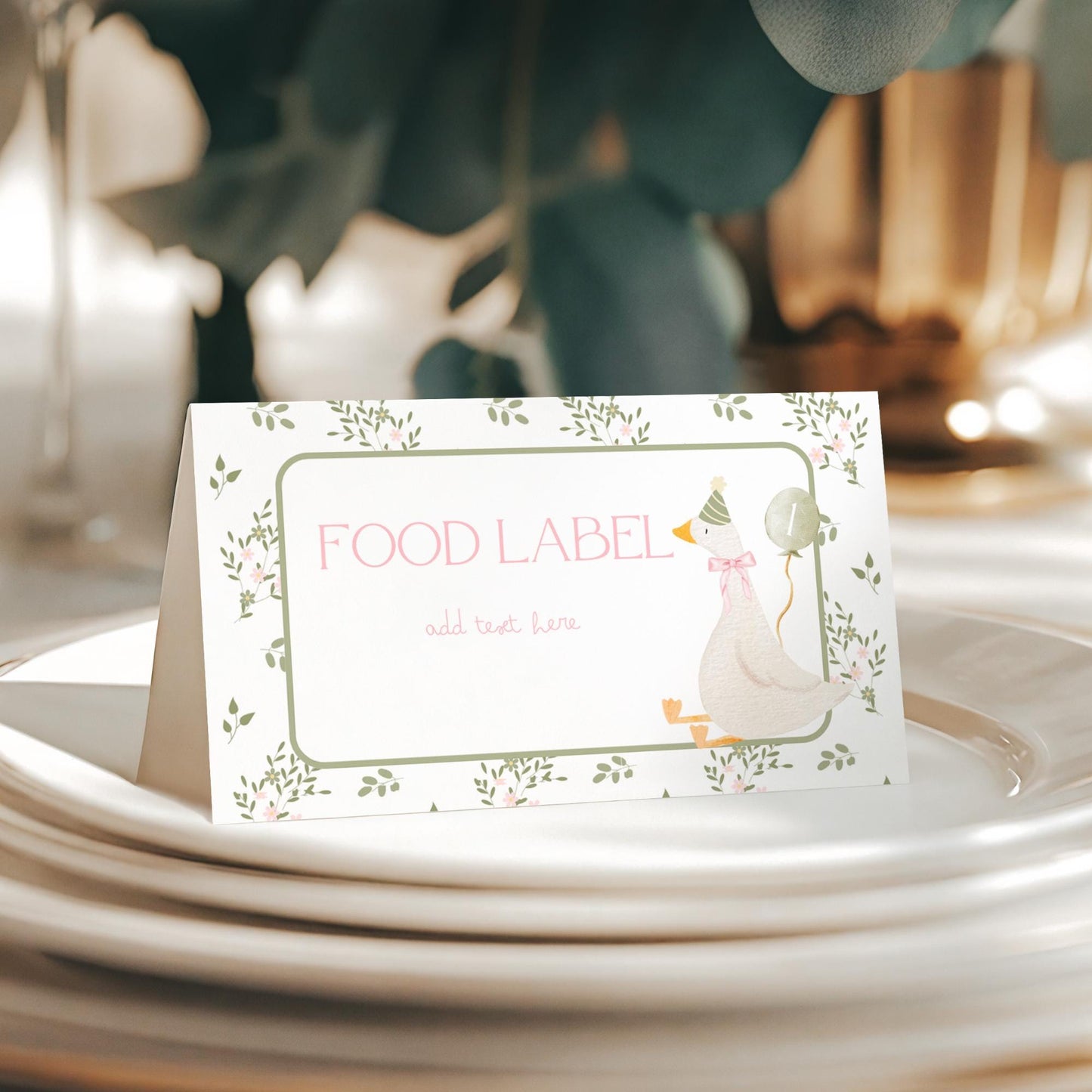 Silly Goose 1st Birthday Buffet Labels Goose 1st Birthday Place Cards First Birthday Food Labels One Lucky Duck Birthday Goose Baby Shower