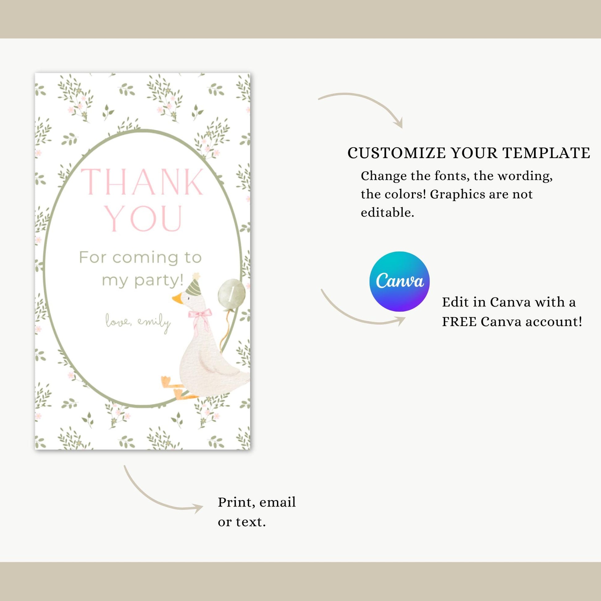 One Silly Goose Birthday Favor Thank You Tag Template Download Goose Theme First Birthday Party Printable Favor Gift Tag 1st Birthday