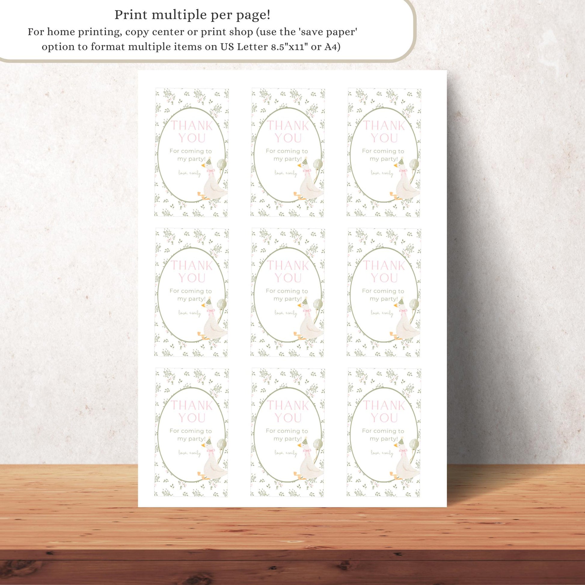 One Silly Goose Birthday Favor Thank You Tag Template Download Goose Theme First Birthday Party Printable Favor Gift Tag 1st Birthday