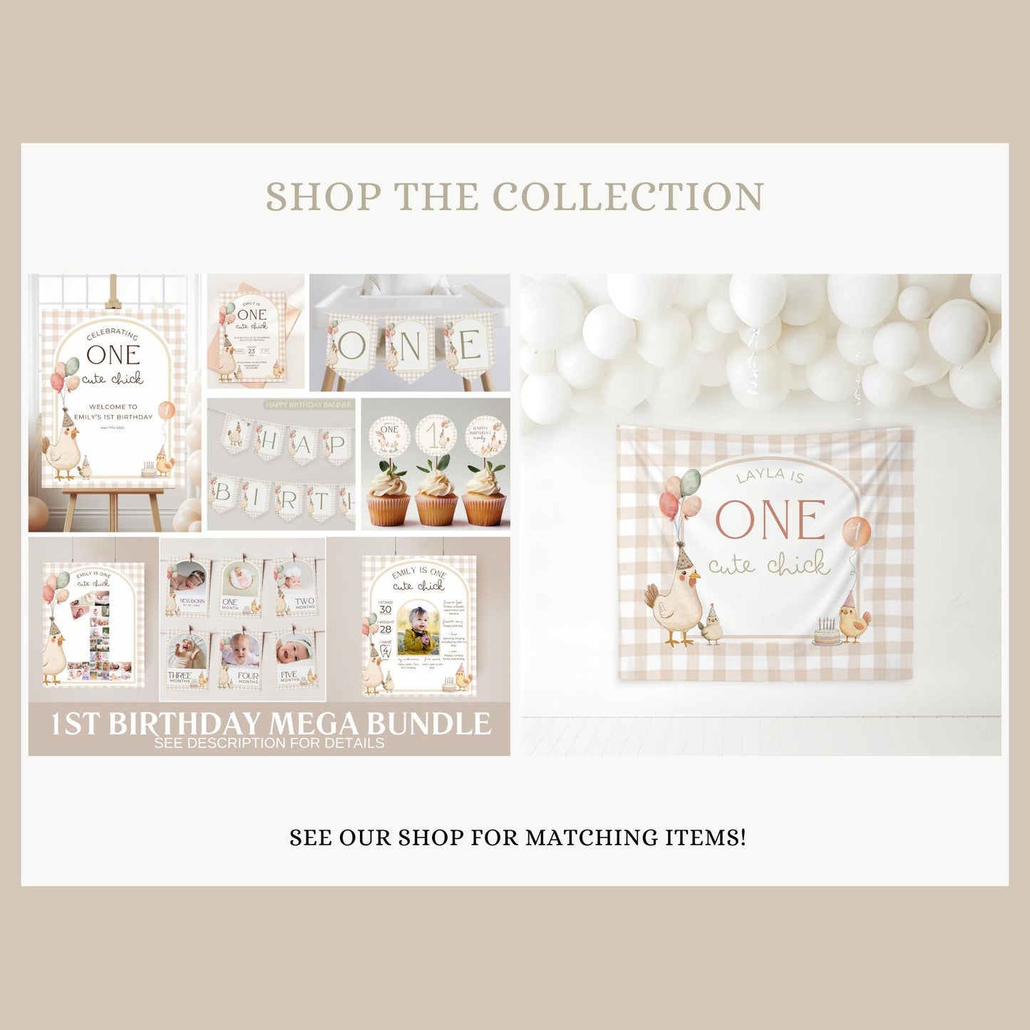 One Cute Chick Birthday Thank you Card 1st Birthday Chicken themed First Birthday Favor Tags Editable Template This Chick is One party
