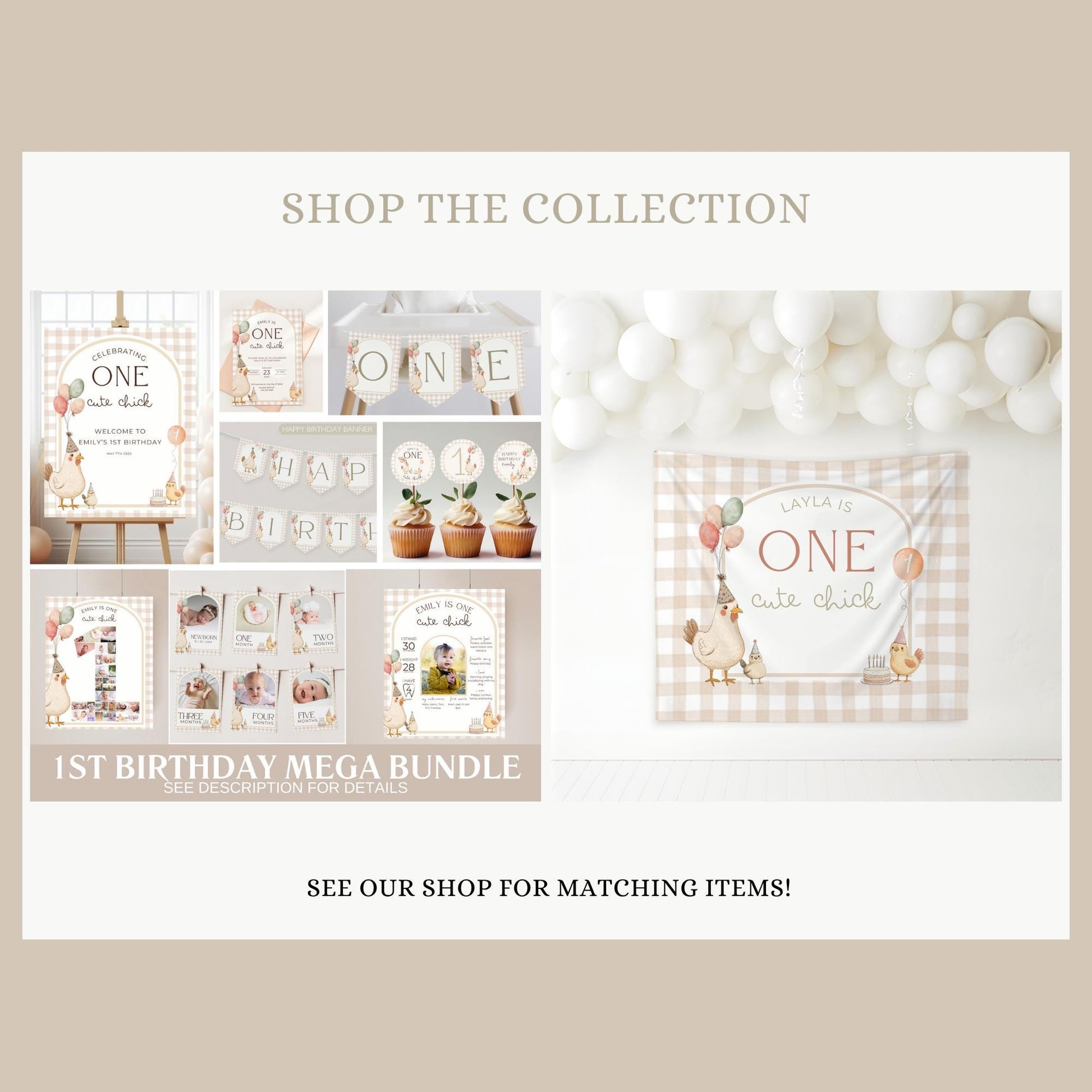 One Cute Chick Birthday Thank you Card 1st Birthday Chicken themed First Birthday Favor Tags Editable Template This Chick is One party