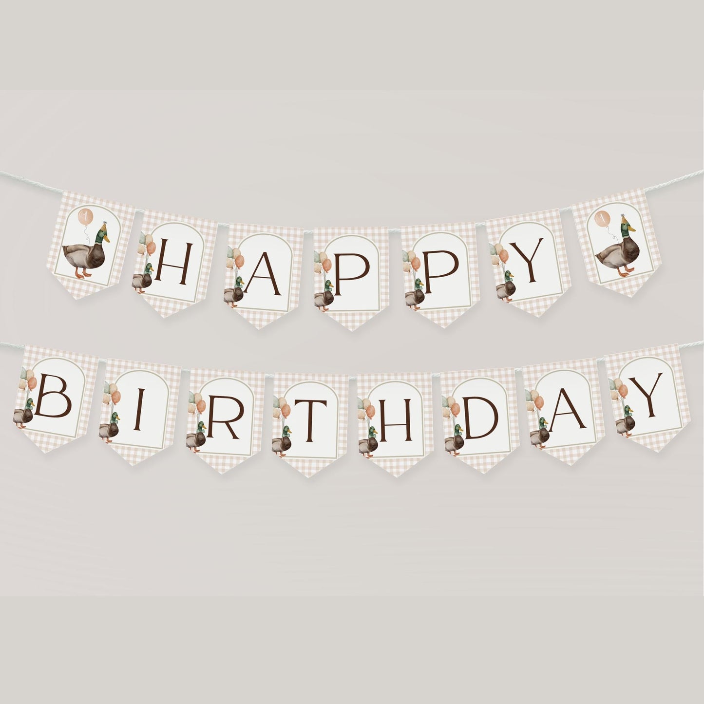 One Lucky Duck First Birthday Party Sign Happy Birthday Banner Mallard Duck 1st Birthday Bunting Duck Hunting Birthday Party Duck Banner