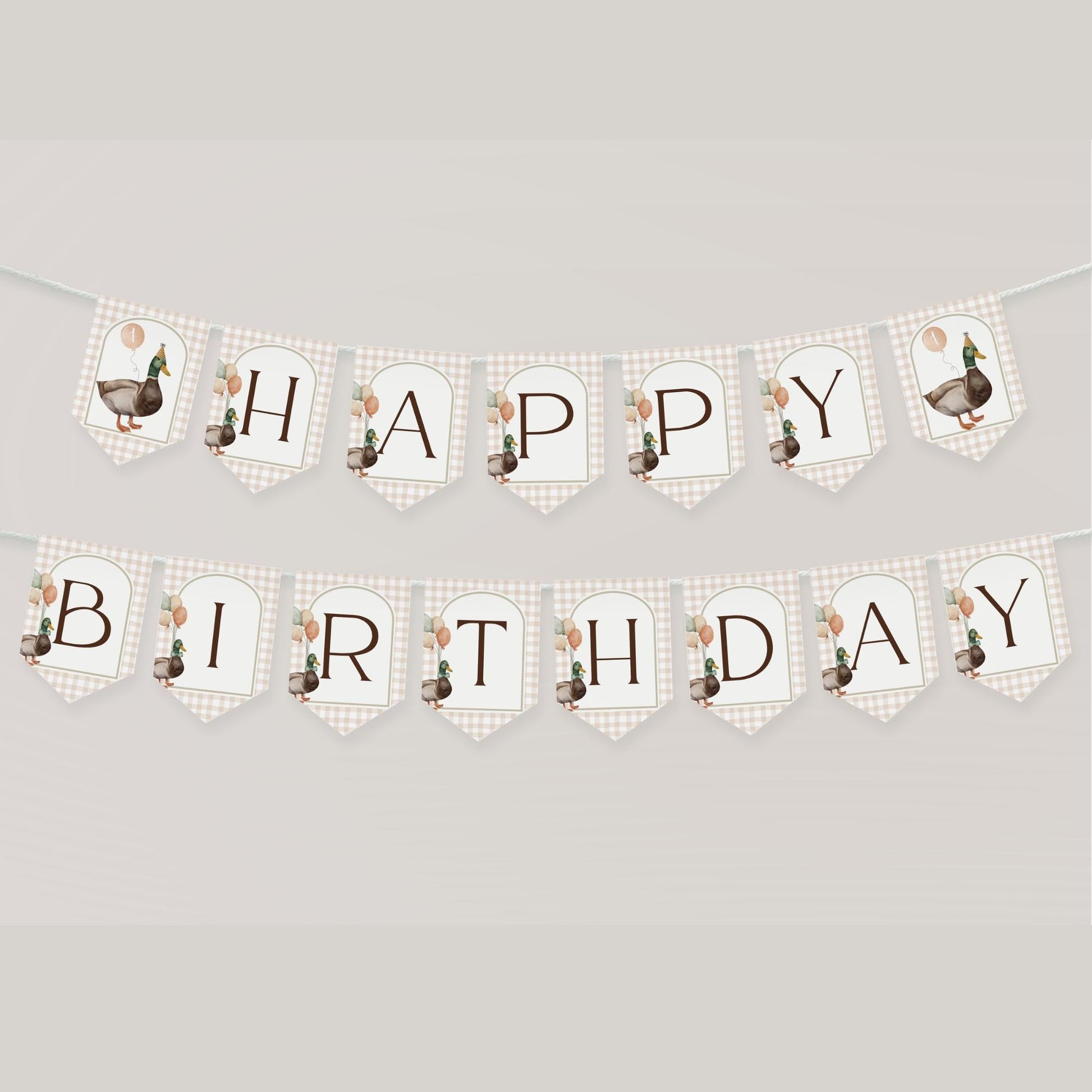 One Lucky Duck First Birthday Party Sign Happy Birthday Banner Mallard Duck 1st Birthday Bunting Duck Hunting Birthday Party Duck Banner