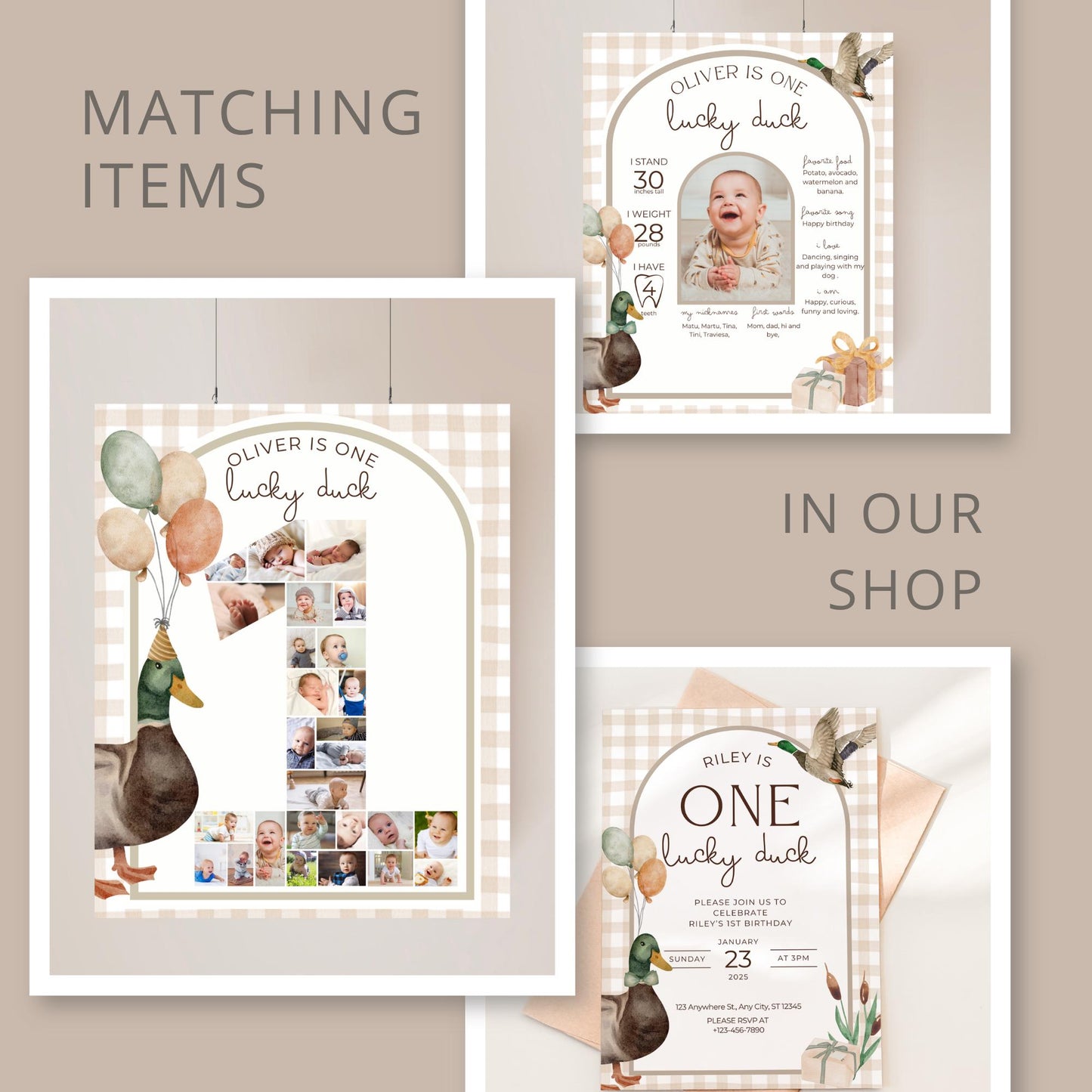 One Lucky Duck First Birthday Party Sign Happy Birthday Banner Mallard Duck 1st Birthday Bunting Duck Hunting Birthday Party Duck Banner