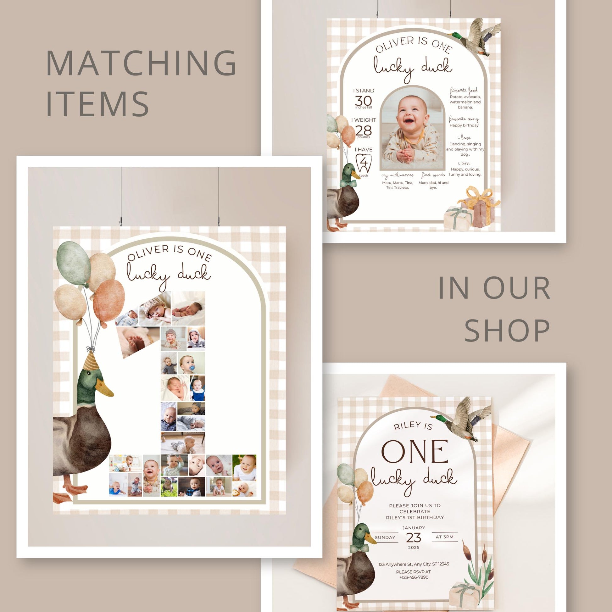 One Lucky Duck First Birthday Party Sign Happy Birthday Banner Mallard Duck 1st Birthday Bunting Duck Hunting Birthday Party Duck Banner