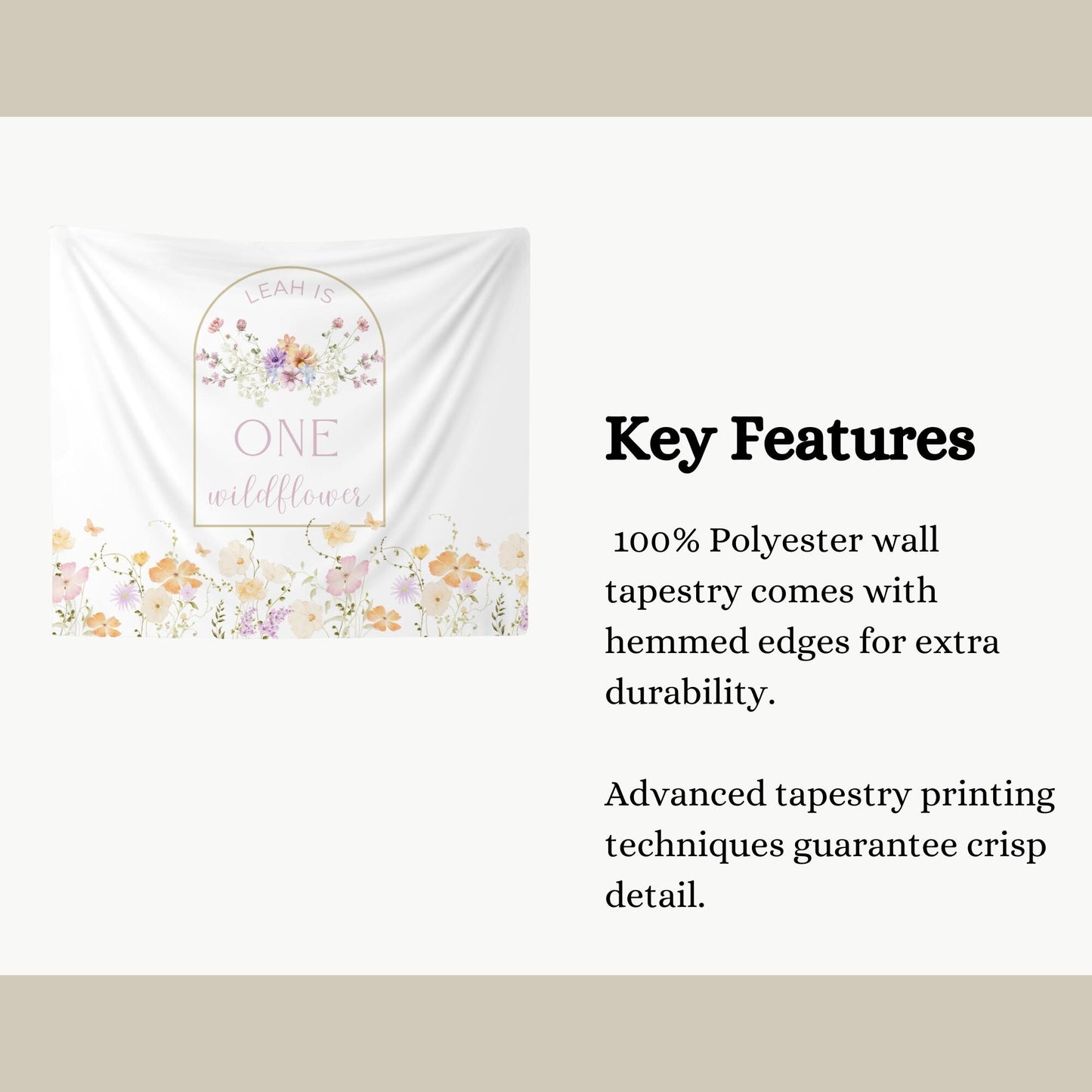Wildflower One Birthday Banner, Floral High Chair Decor, First Birthday Party Decorations for Girls