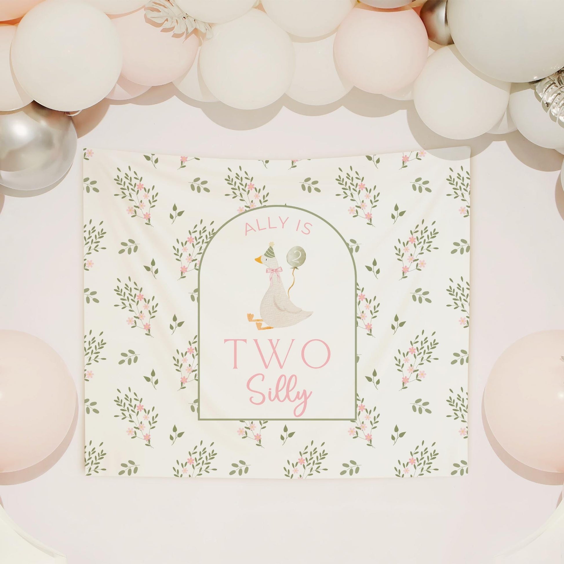Two Silly Goose Birthday Personalized Banner 2nd Birthday Silly Goose Party Decor Photo Backdrop Goose Custom Banner Second Birthday Ideas