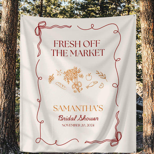 Fresh Off The Market Bridal Shower Personalized Banner Farmer's Market Bridal Shower Backdrop Garden Market Wedding Shower Welcome Sign