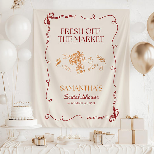 Fresh Off The Market Bridal Shower Personalized Banner Farmer's Market Bridal Shower Backdrop Garden Market Wedding Shower Welcome Sign