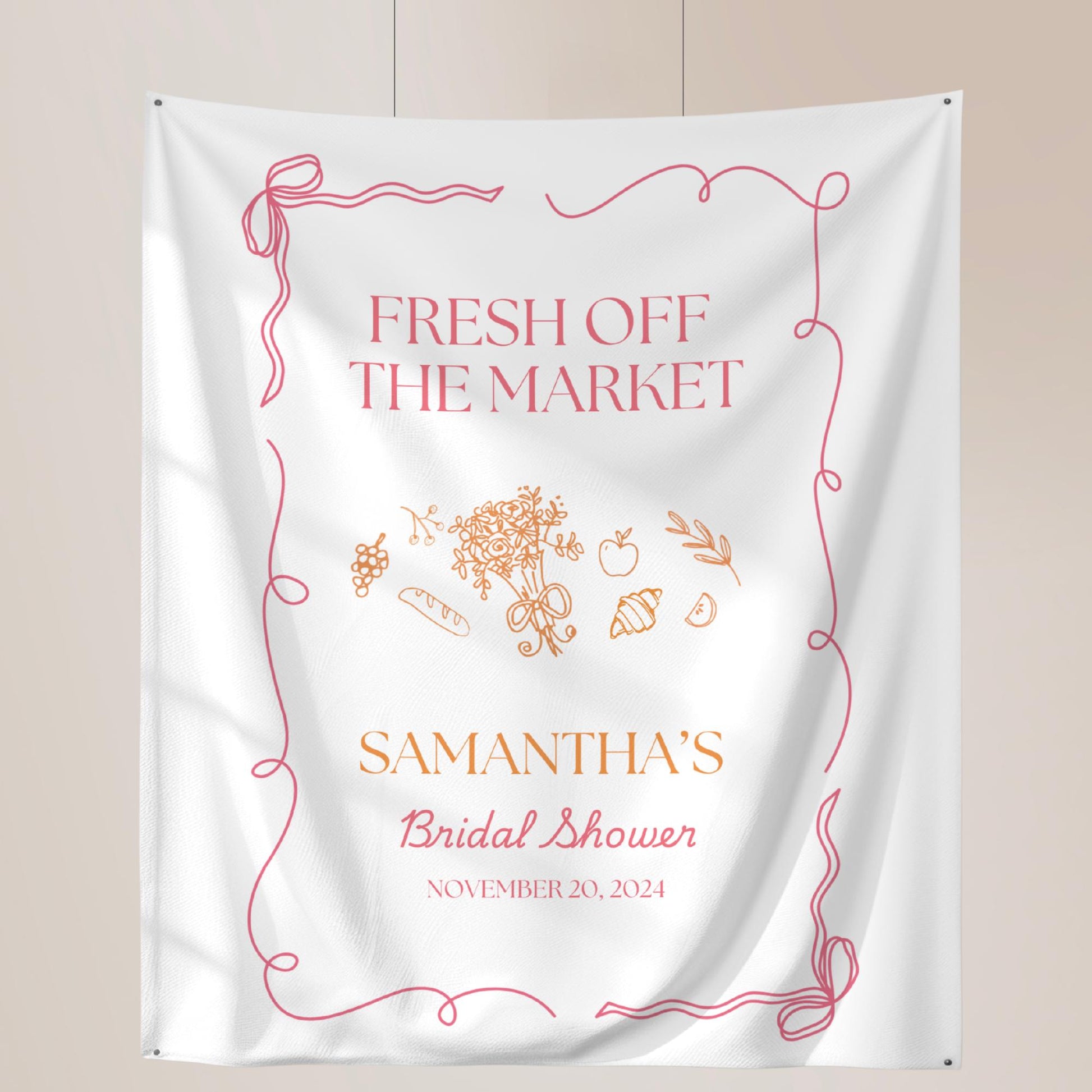 Fresh Off The Market Bridal Shower Personalized Banner Farmer's Market Bridal Shower Backdrop Garden Market Wedding Shower Welcome Sign